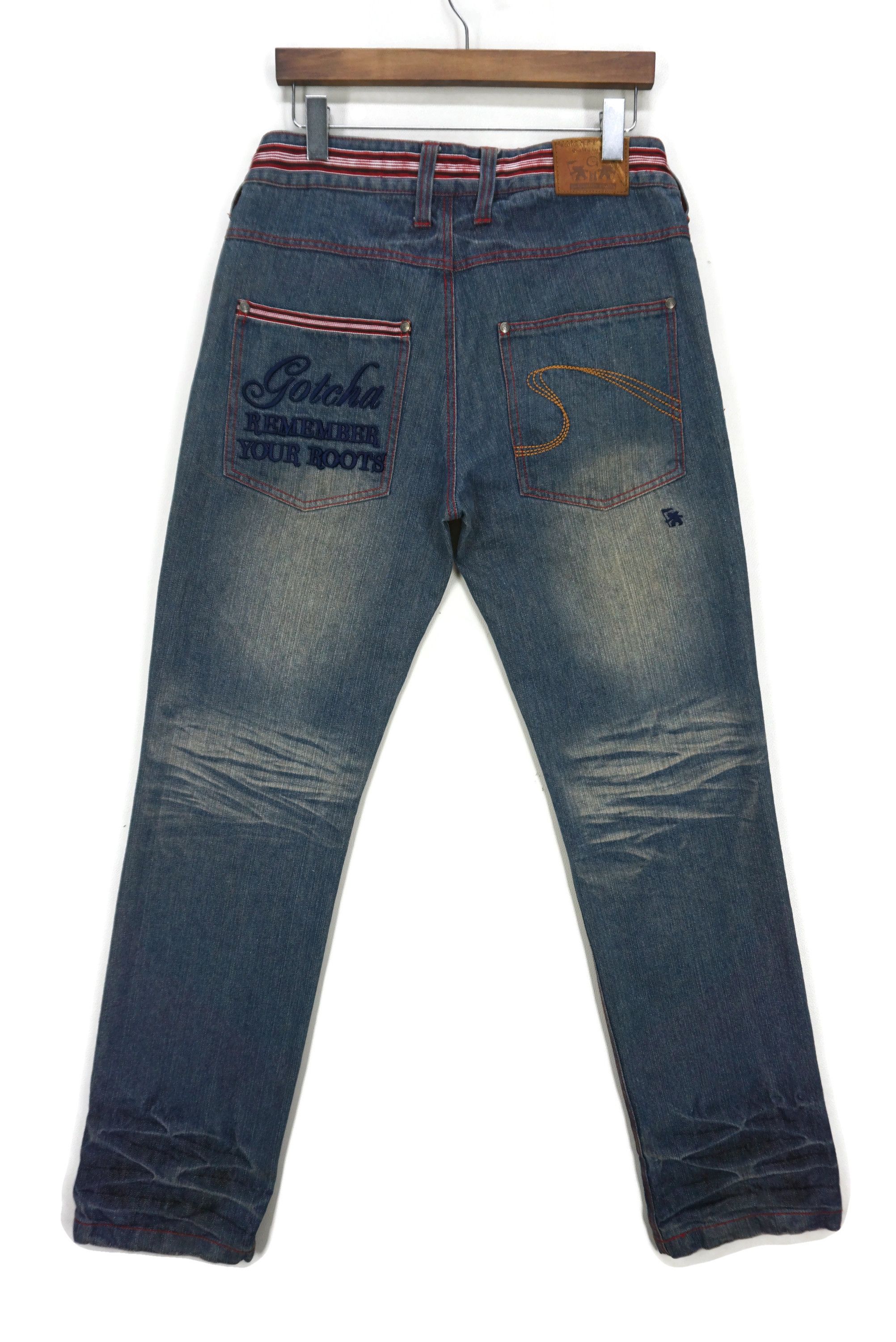 image of Gotcha x Rockers Surf Jeans Mid Rise Straight Leg Embellished Pants in Blue, Men's (Size 34)