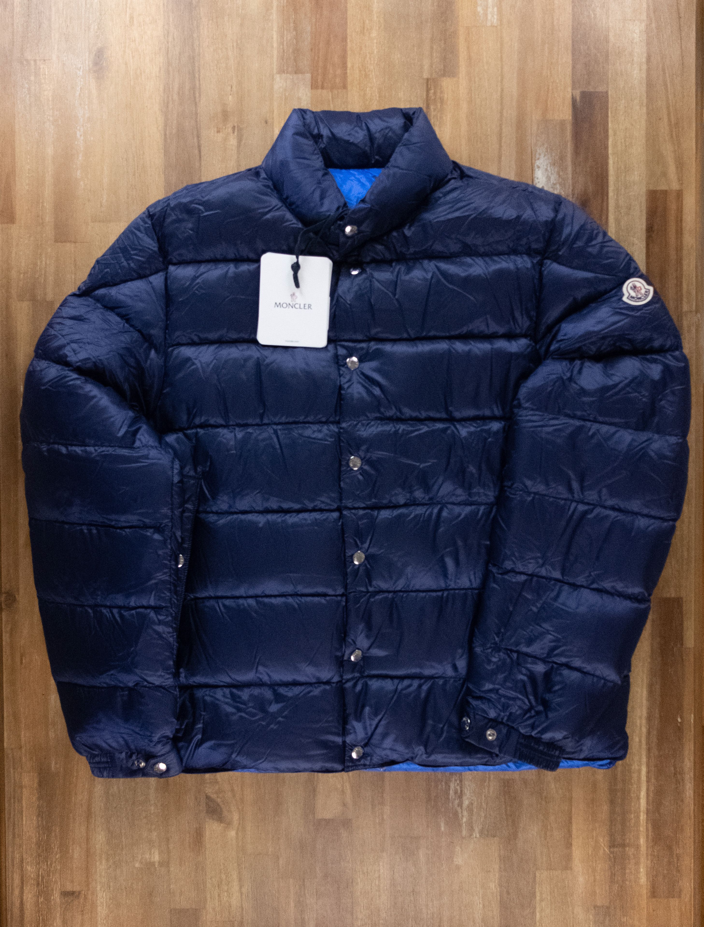 Image of Moncler Piriac Navy Blue Quilted Down Puffer Jacket 4Xl / 7, Men's (Size 2XL)