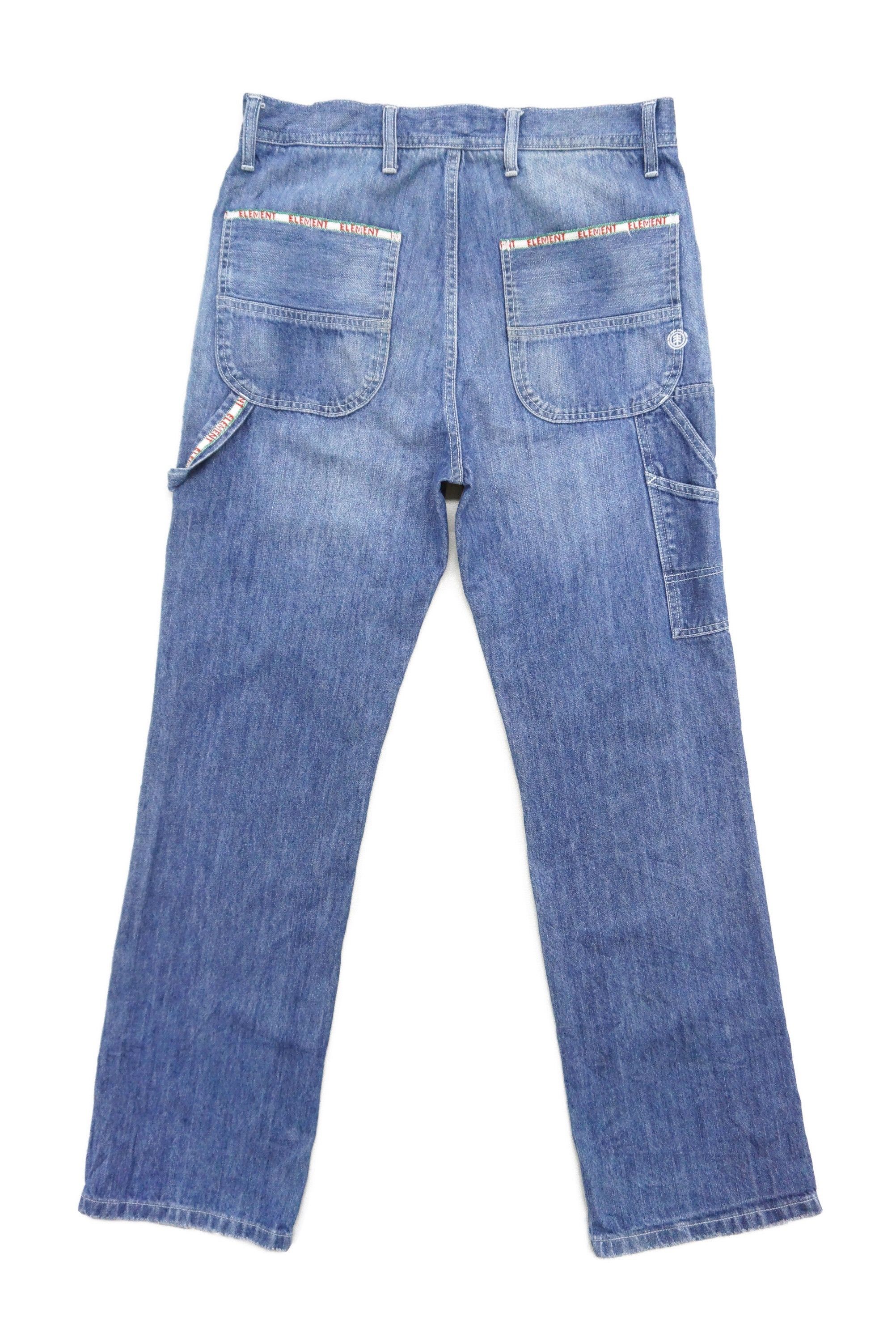 image of Element x Skategang Carpenter Jeans Skateboards Workwear Hip Hop Hickory Pants in Blue (Size 32)