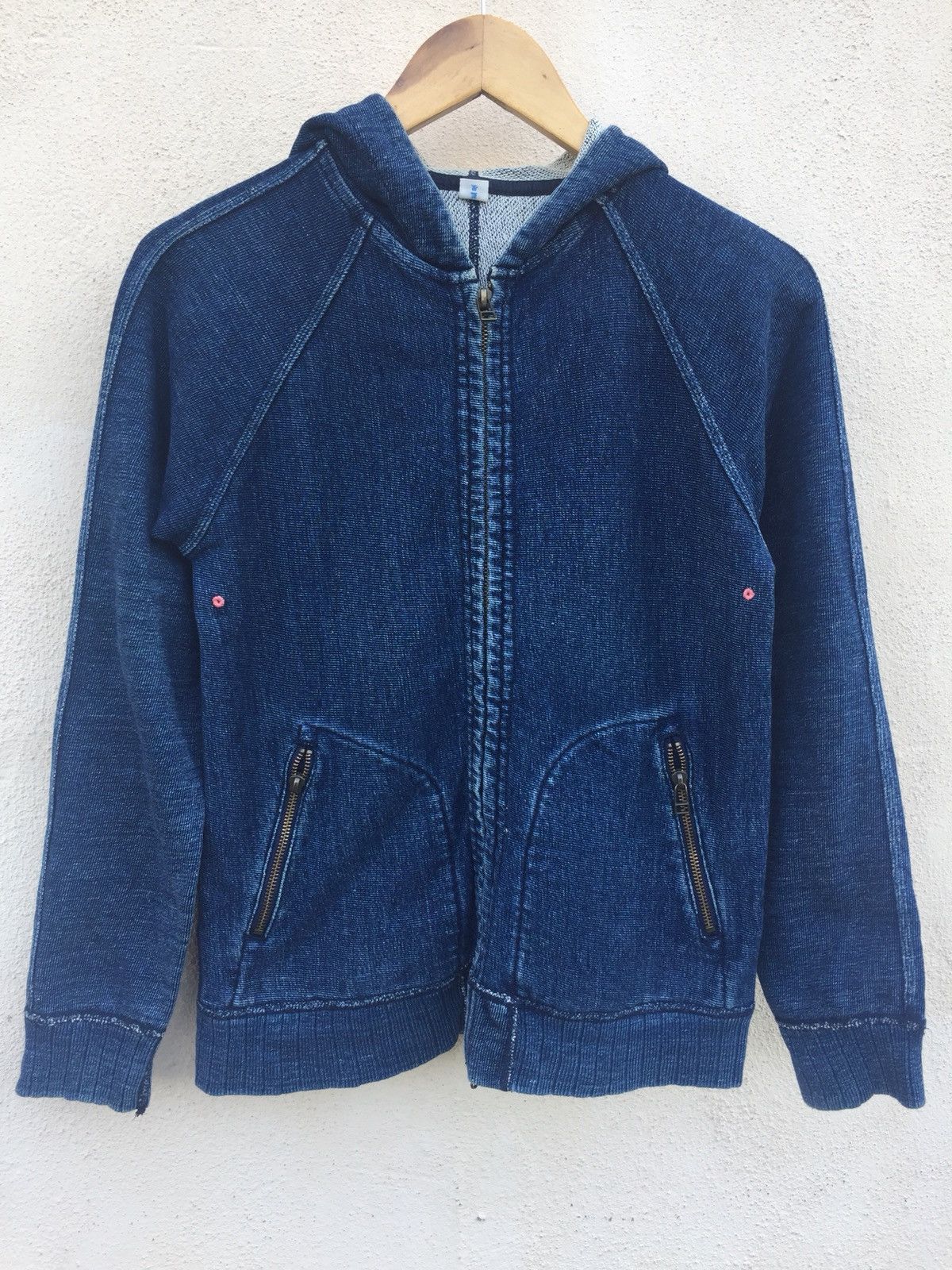 image of Pure Blue Japan Indigo Blue Sweater Hoodie By Pure Blue Jeans in Blue Denim, Men's (Size XS)