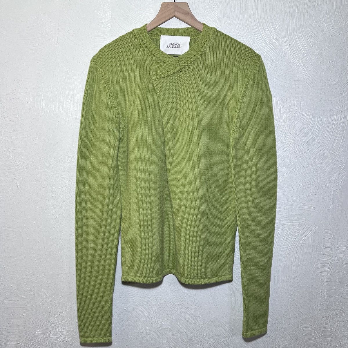 image of Bianca Saunders Tun Over Knit Jumper In Muted Lime in Green, Men's (Size Small)