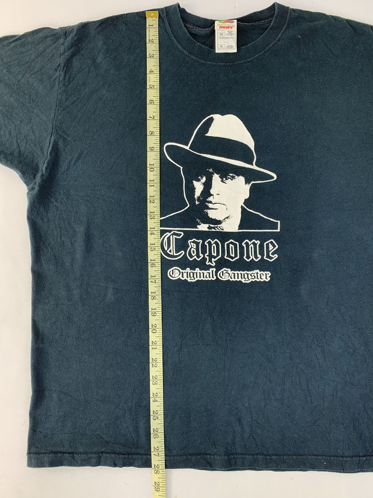 Fruit Of The Loom 90s Y2K El Capone Real Gangster American Mafia Big Logo Tee Size US XL / EU 56 / 4 - 8 Thumbnail