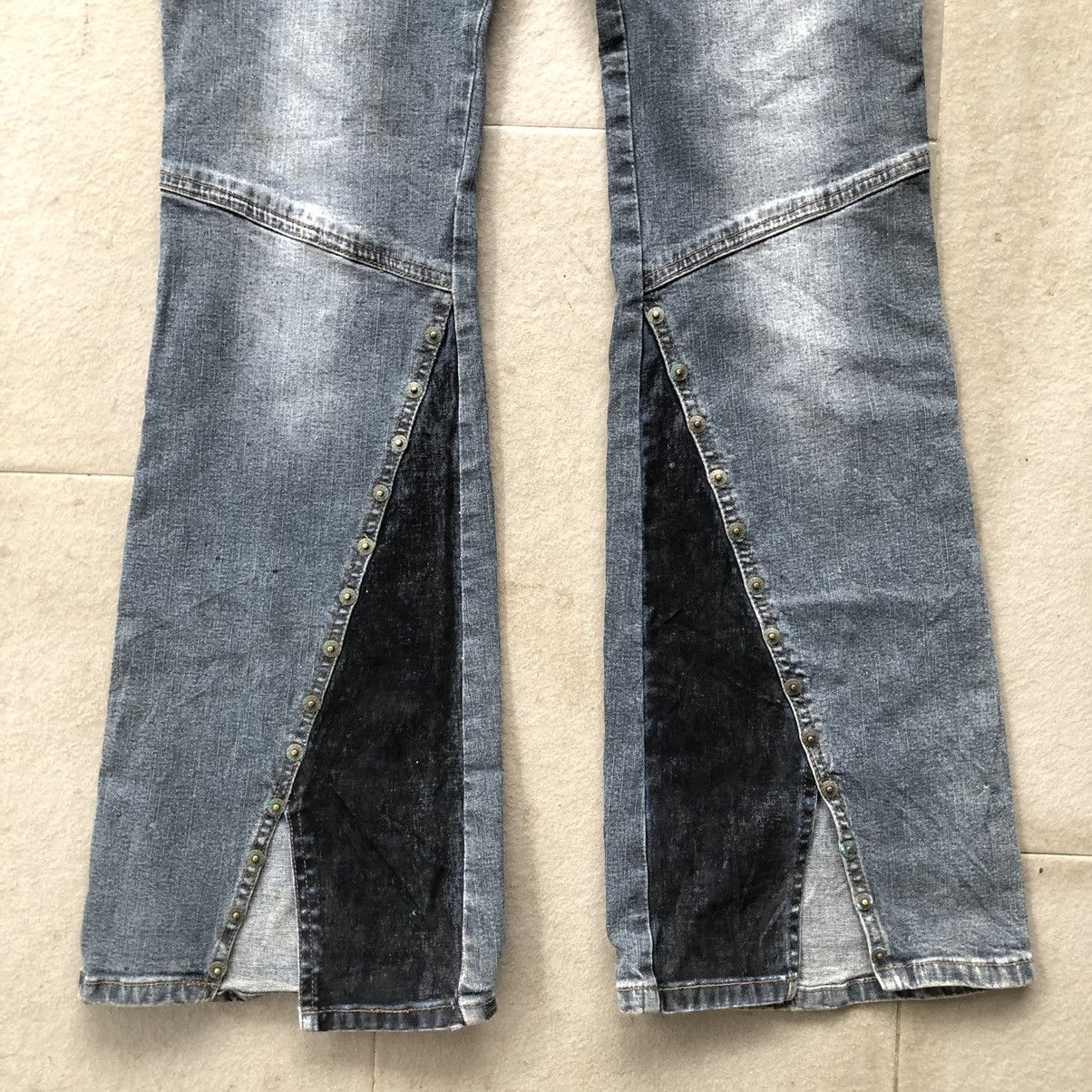 Designer Rare🔥y2k hybrid flared stretch jeans by Muad jeans Size 31" - 3 Thumbnail