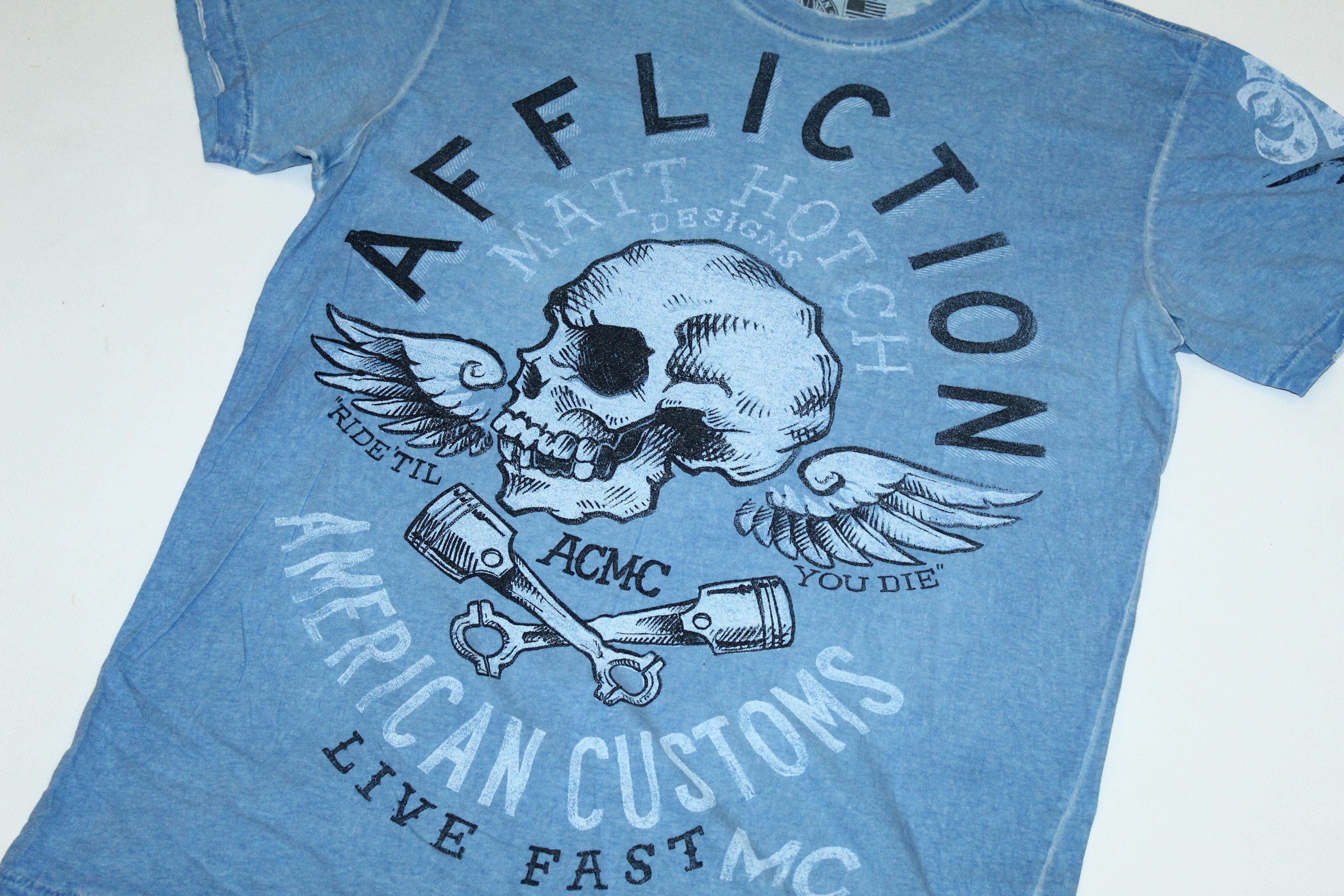 Affliction 🔥VTG🔥 Affliction Matt Hotch Design Dyed Distressed T-shirt Size US M / EU 48-50 / 2 - 4 Thumbnail