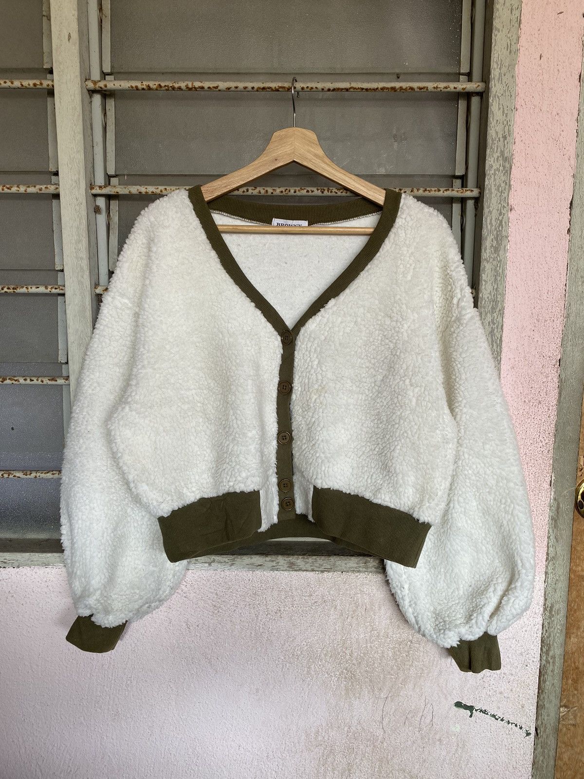 Japanese Brand AW Browny Sherpa Cropped Cardigan Size L / US 10 / IT 46 - 5 Thumbnail