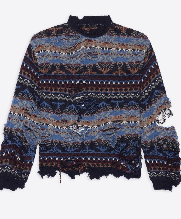Balenciaga 🔥$1.9K Value🔥Balenciaga Distressed Oversize Wool Sweater Size US S / EU 44-46 / 1 - 2 Thumbnail