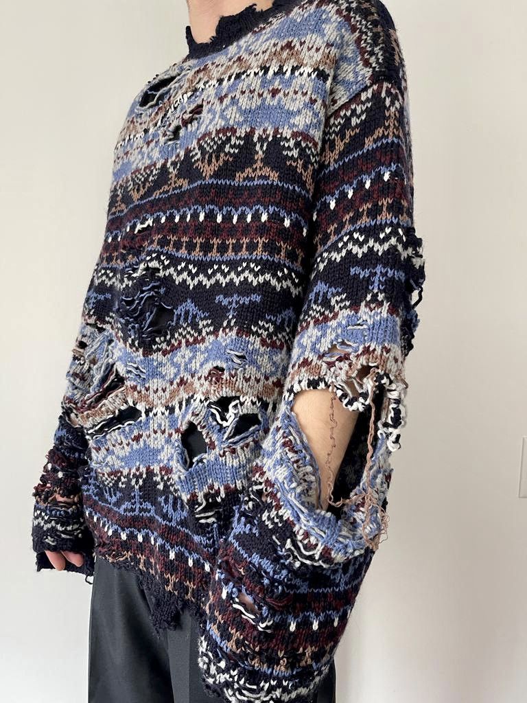 Balenciaga 🔥$1.9K Value🔥Balenciaga Distressed Oversize Wool Sweater Size US S / EU 44-46 / 1 - 5 Thumbnail
