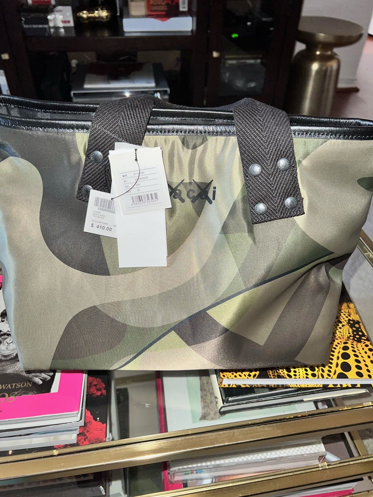 image of Kaws Tote Duffle Bag in Camo, Men's