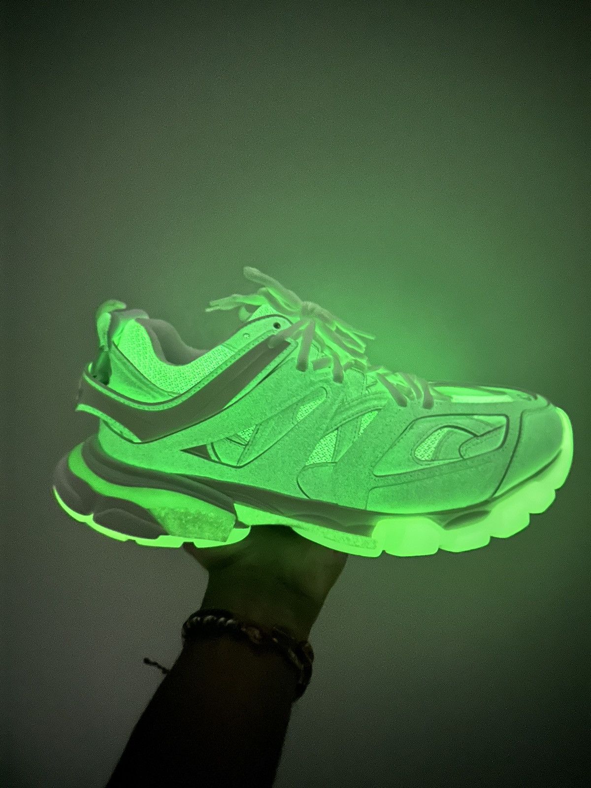 image of Balenciaga Glow In The Dark Track Sneaker in White, Men's (Size 9)