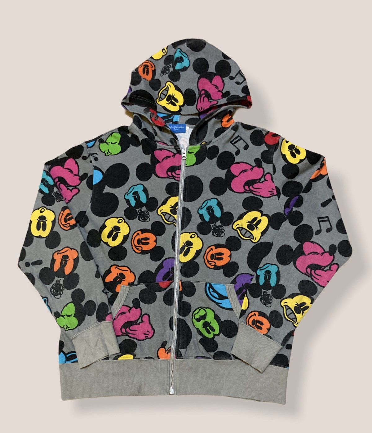 image of Disney x Mickey Mouse Fullprint Zipper Hoodie, Men's (Size Large)