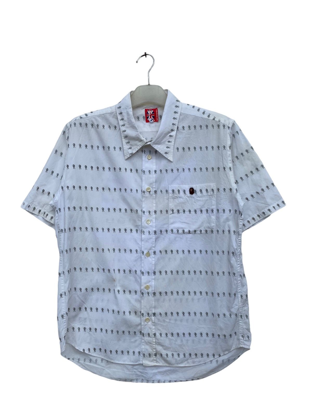 image of A Bathing Ape Bape Foot Soldier Printed Shirt in White, Men's (Size Medium)
