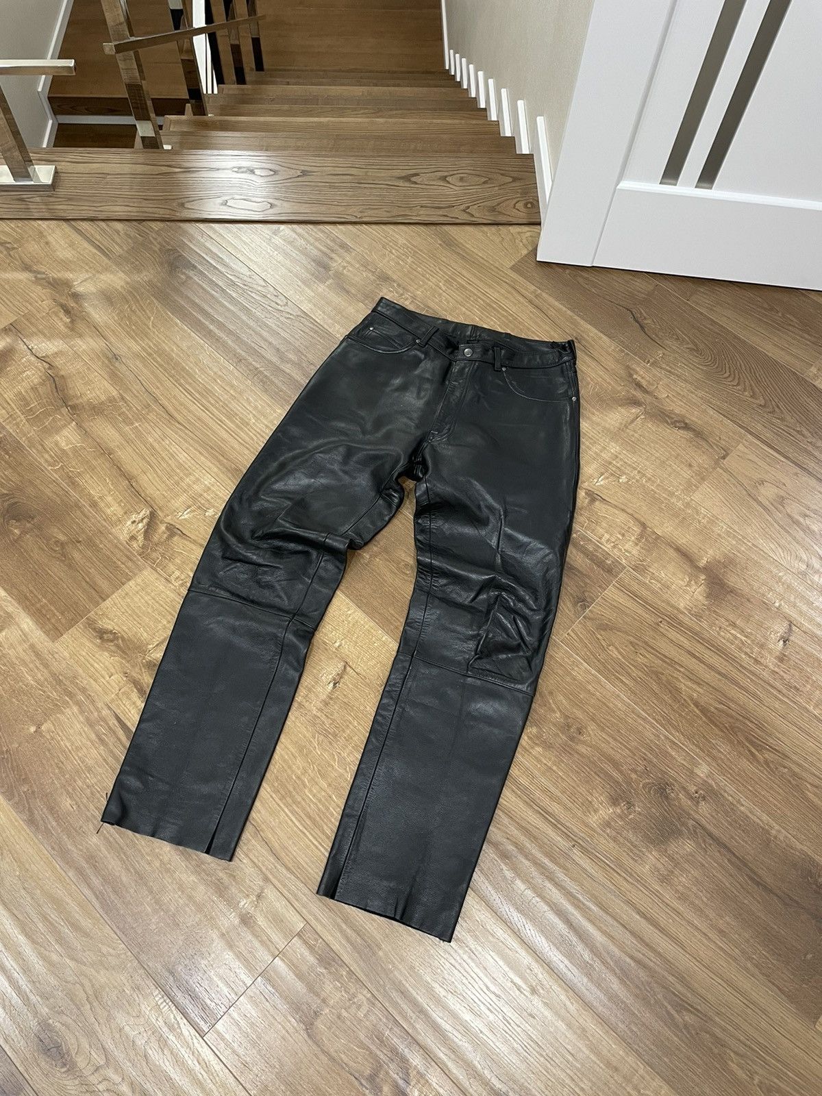 Vintage Vintage Genuine Leather Black Leather Classic Pants Size