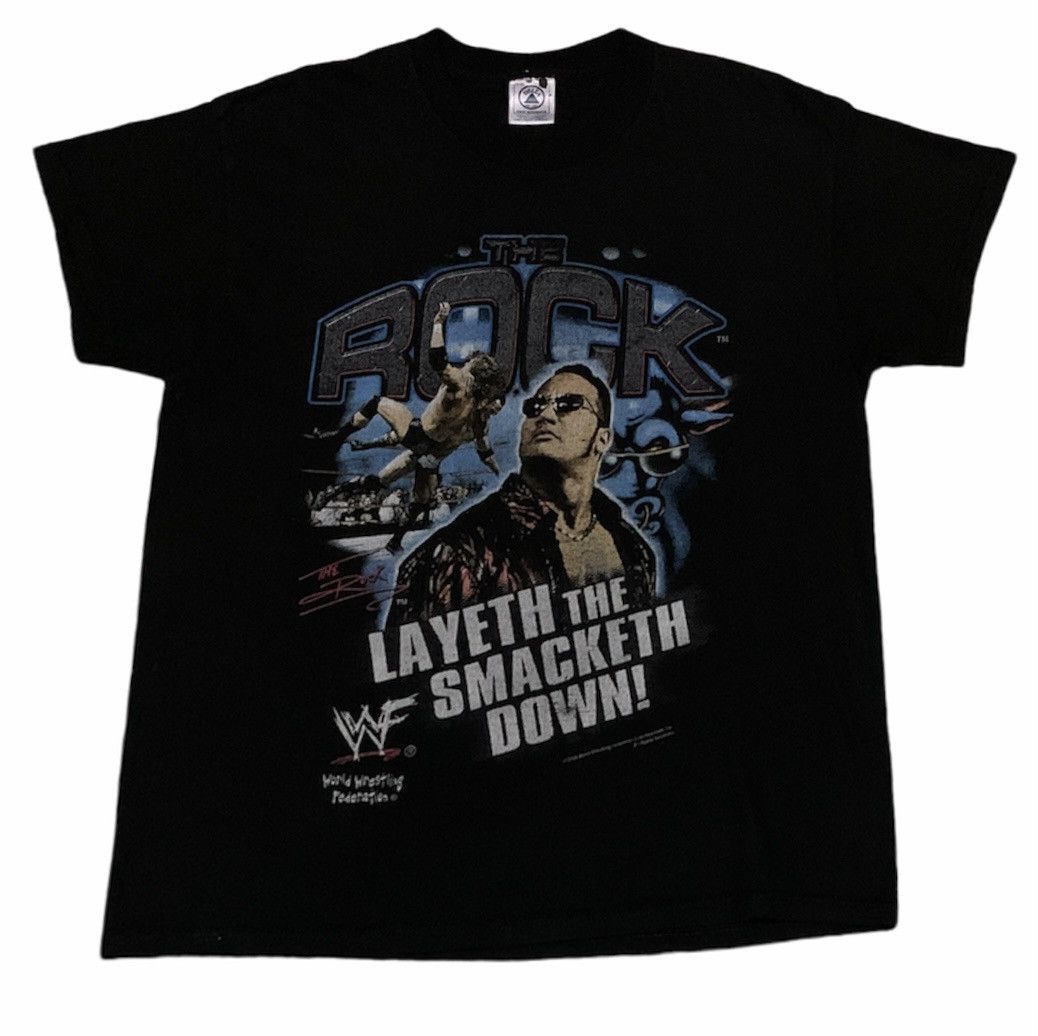 image of Design Vintage Wrestling Wwf The Rock T-Shirt 2000S in Black, Men's (Size Medium)