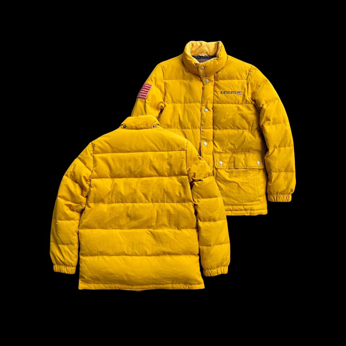 Japanese Brand × Russell Athletic ALL STAR BASEBALL TEAM DISTRESSED YELLOW PUFFER JACKET Size US M / EU 48-50 / 2 - 1 Thumbnail