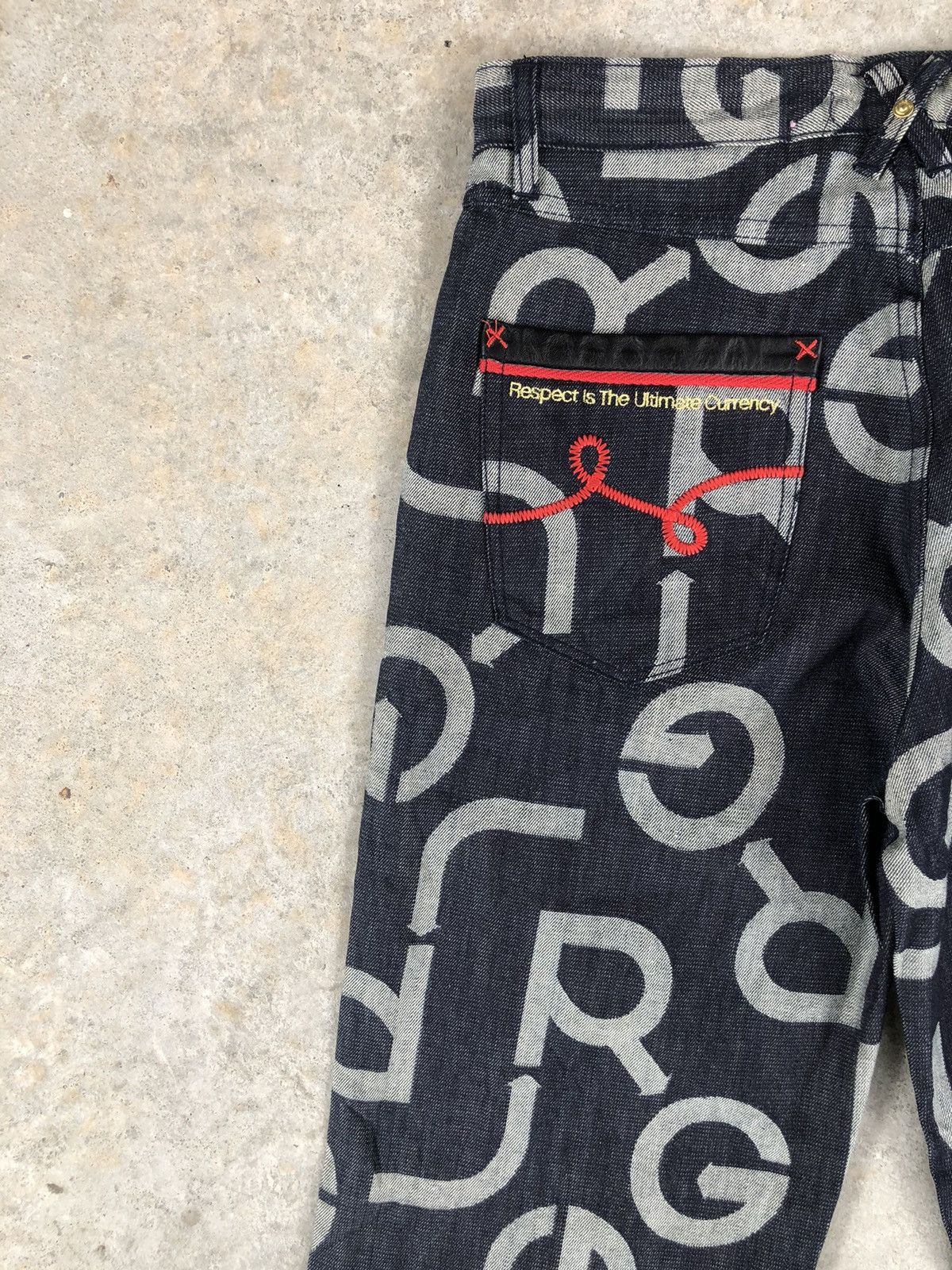 LRG Japanese lrg Fullprint Embroidered Jeans Size US 35 - 9 Thumbnail