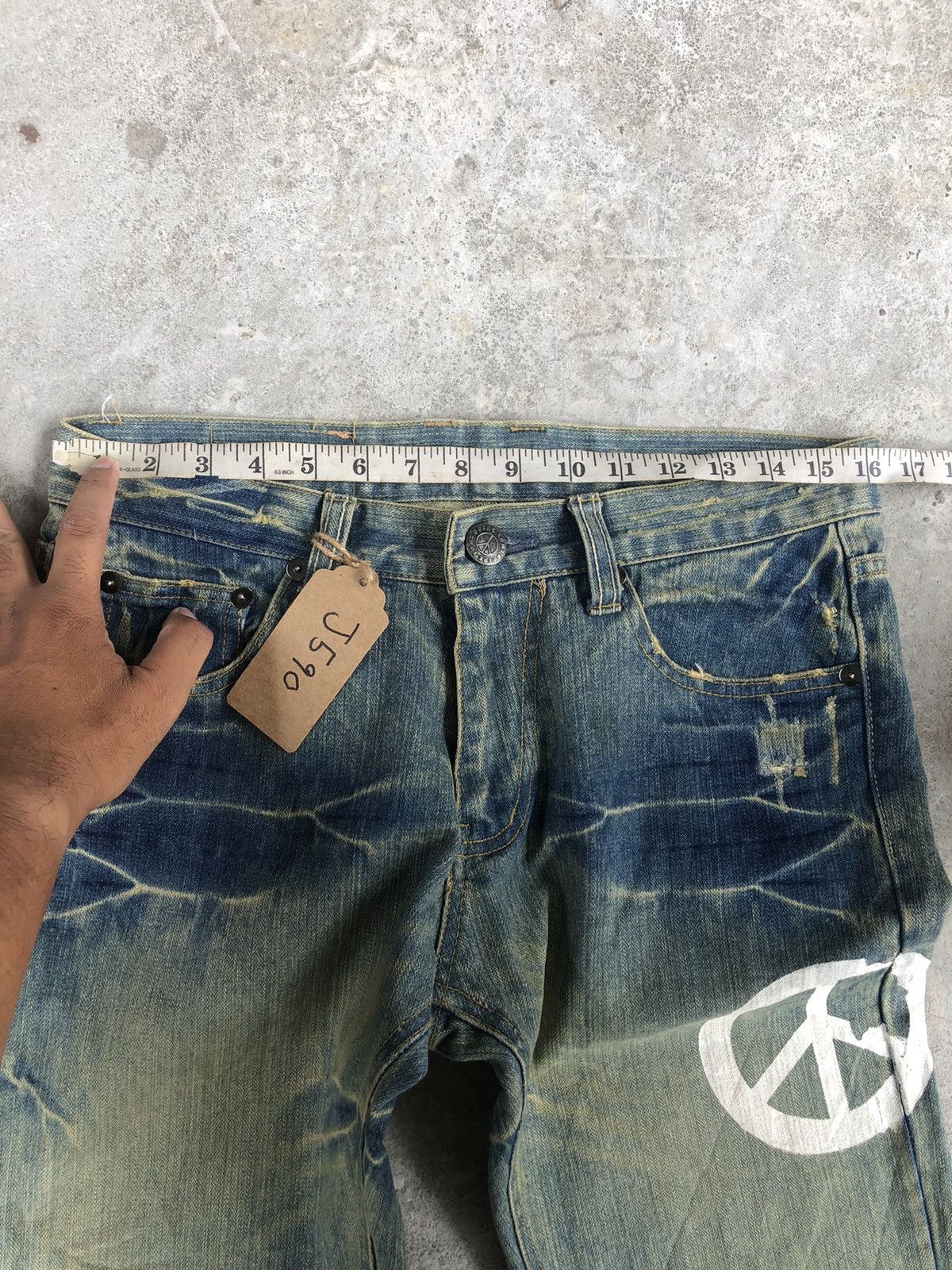 Japanese Brand Japanese Loma Mud Wash Distressed Jeans Spellout Punk Style Size US 32 / EU 48 - 20 Thumbnail