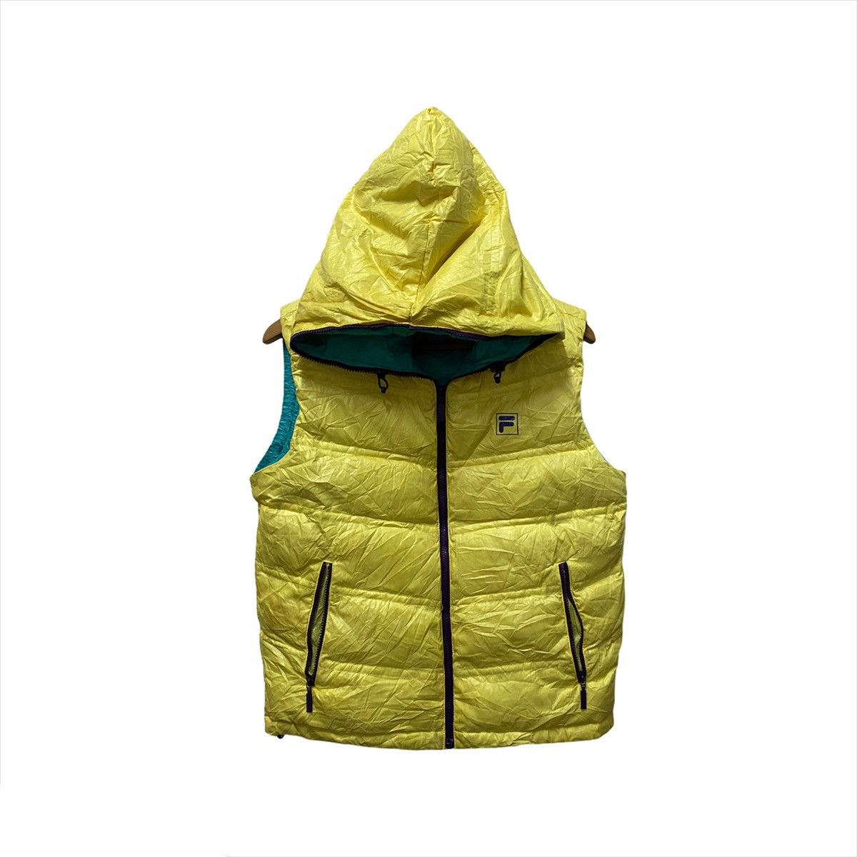 Fila × Japanese Brand FILA DISTRESSED YELLOW HOODIE ZIPPER PUFFER VEST Size US S / EU 44-46 / 1 - 1 Thumbnail