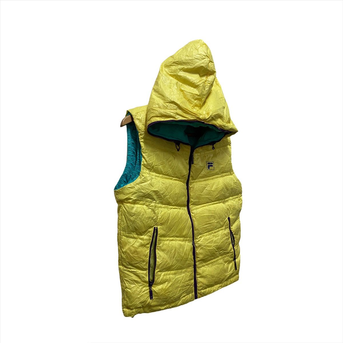 Fila × Japanese Brand FILA DISTRESSED YELLOW HOODIE ZIPPER PUFFER VEST Size US S / EU 44-46 / 1 - 3 Thumbnail