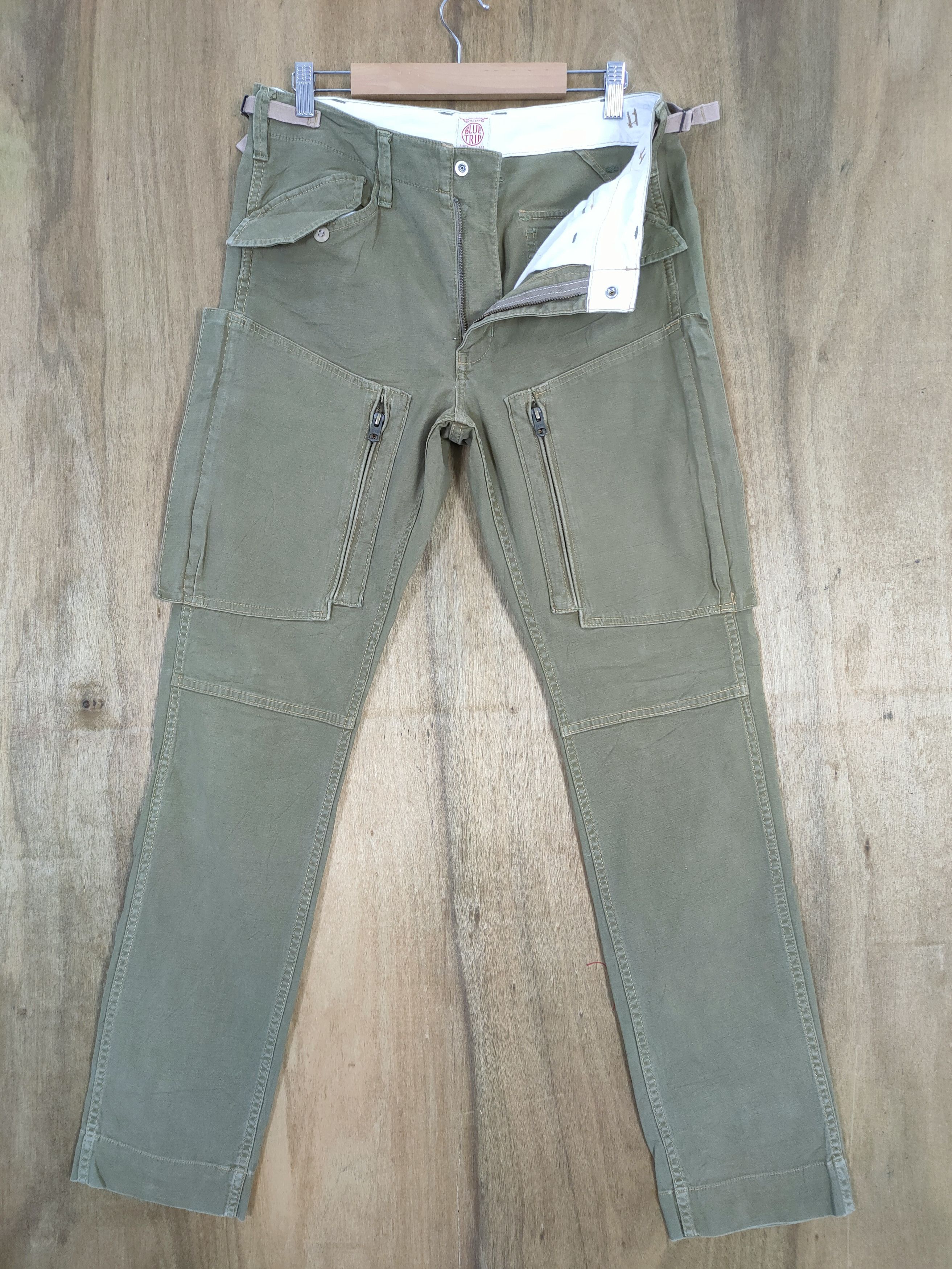 Japan Blue × Japanese Brand VINTAGE BLUE TRIP OLIVE GREEN CARGO PANTS Size US 30 / EU 46 - 1 Thumbnail