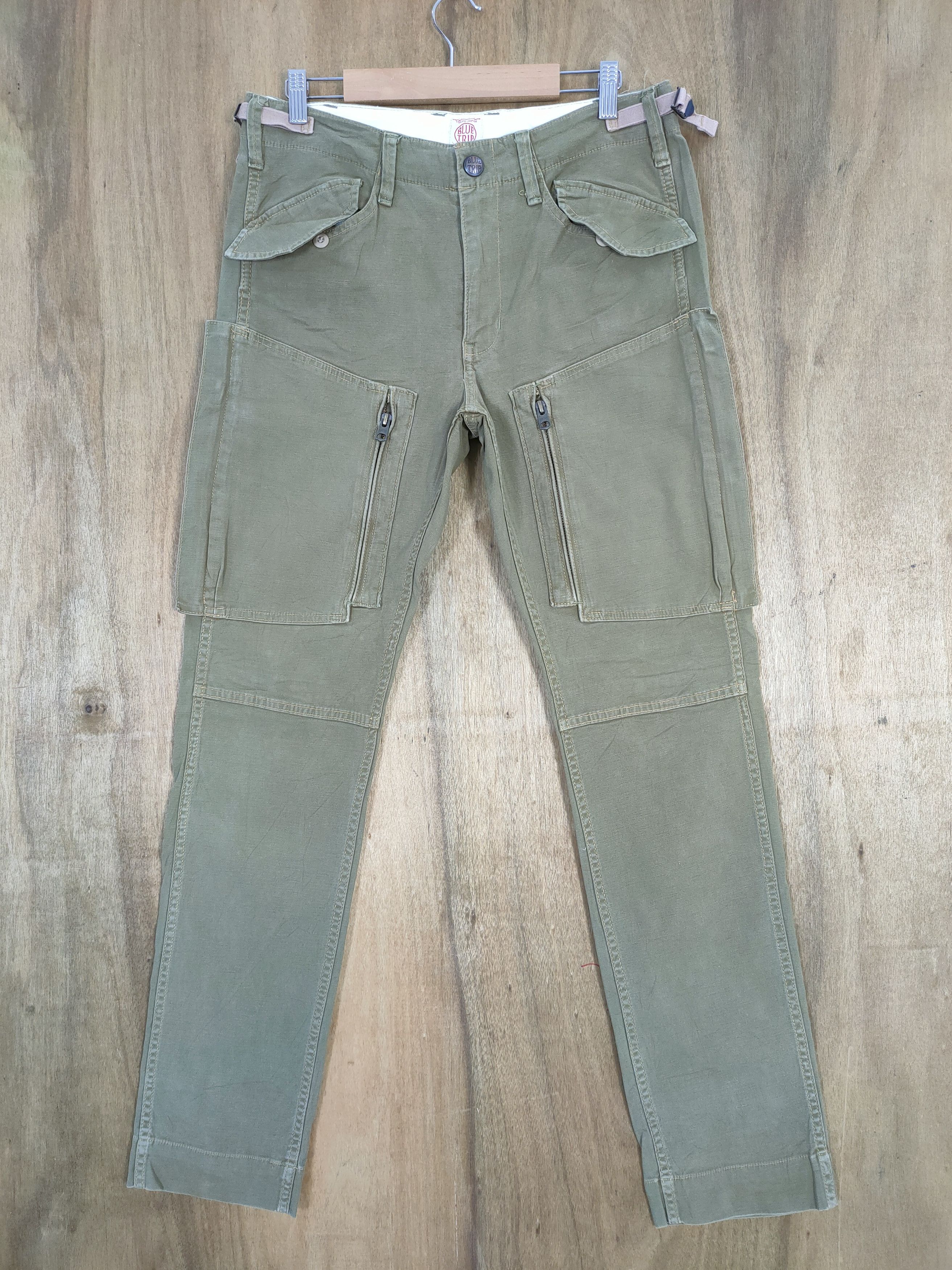 Japan Blue × Japanese Brand VINTAGE BLUE TRIP OLIVE GREEN CARGO PANTS Size US 30 / EU 46 - 13 Thumbnail