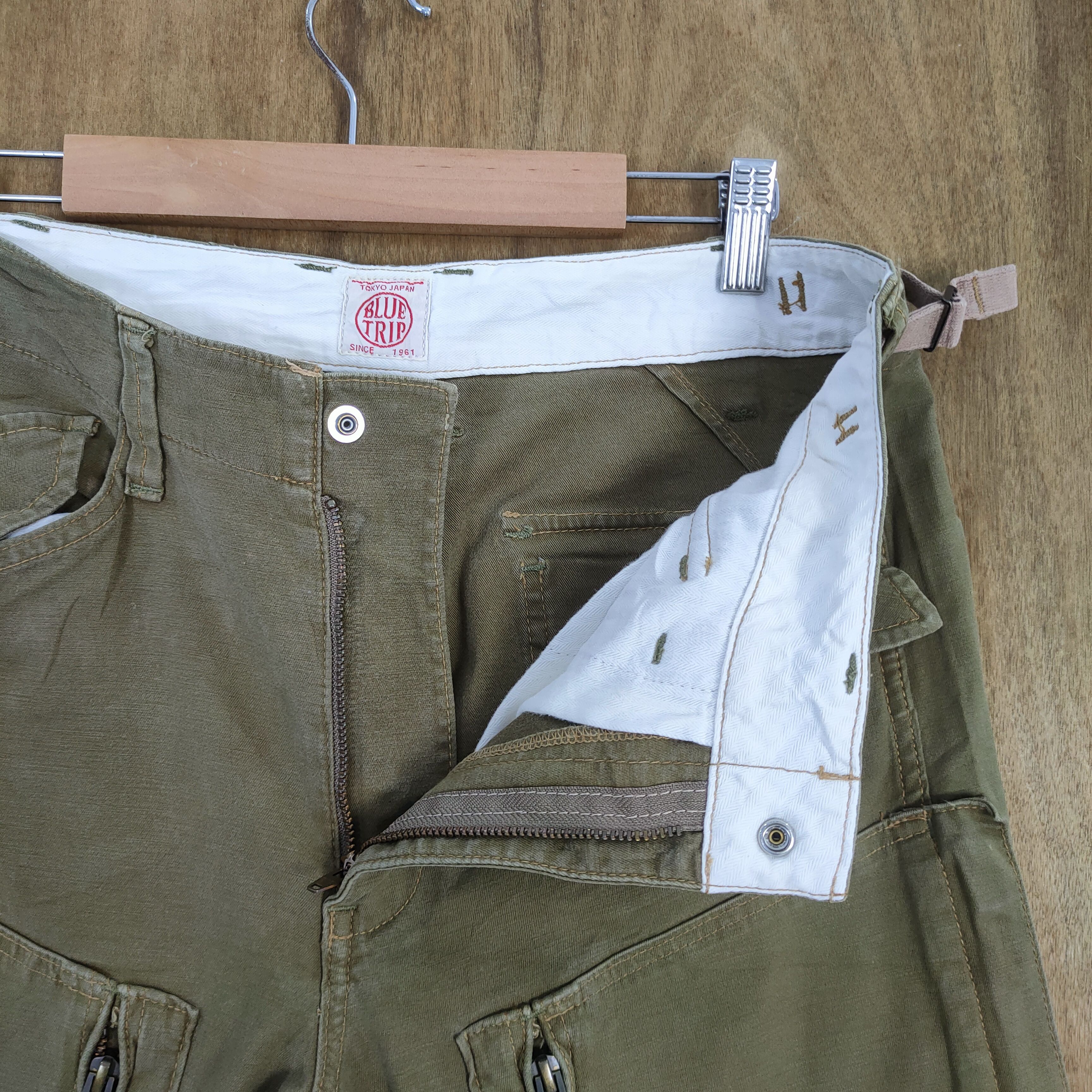 Japan Blue × Japanese Brand VINTAGE BLUE TRIP OLIVE GREEN CARGO PANTS Size US 30 / EU 46 - 8 Thumbnail