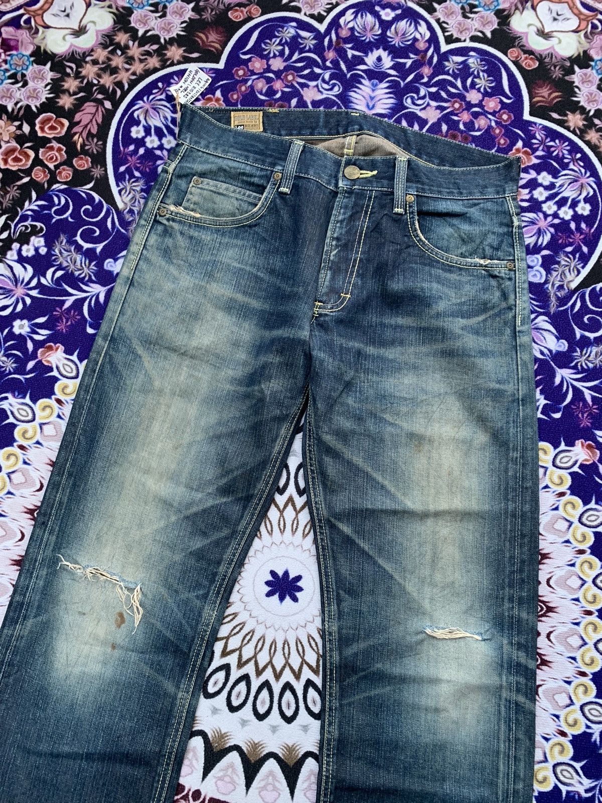 Lee Lee Riders Golden Label Distressed Denim Size US 33 - 4 Thumbnail
