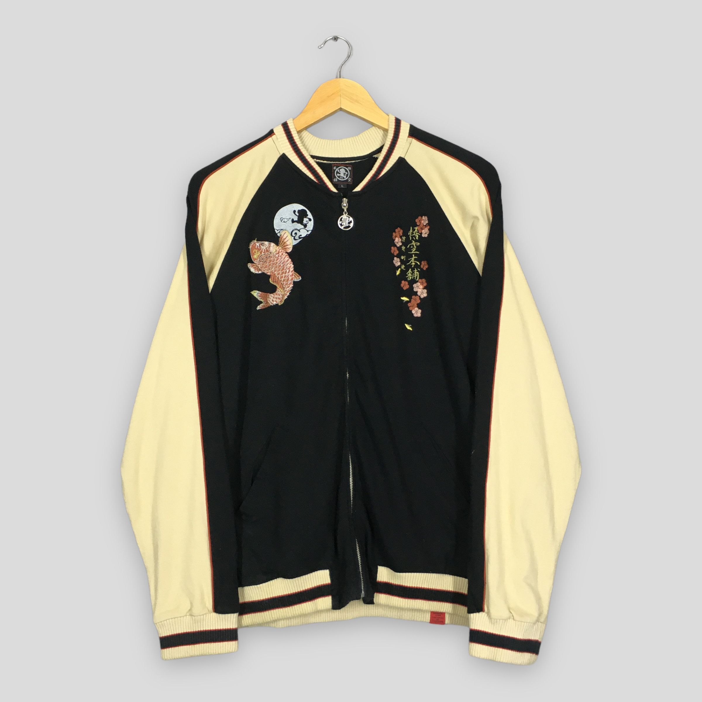 Japanese Brand × Vintage Vintage Sukajan Japan Fish Koi Zipper Sweater Size L Size US L / EU 52-54 / 3 - 4 Thumbnail