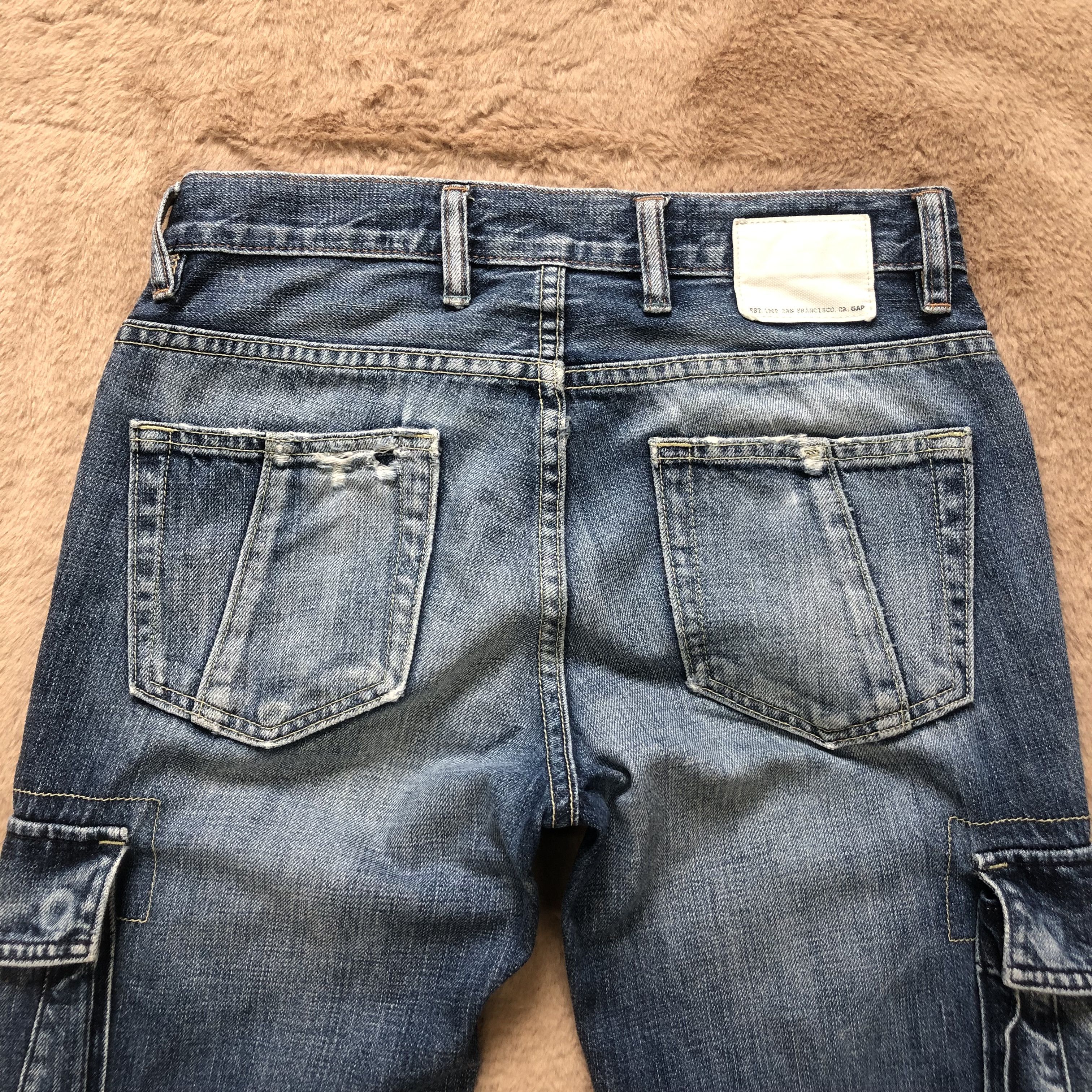 Gap TRASHED GAP CARGO DENIM PANTS #6777-86 Size US 29 - 18 Thumbnail