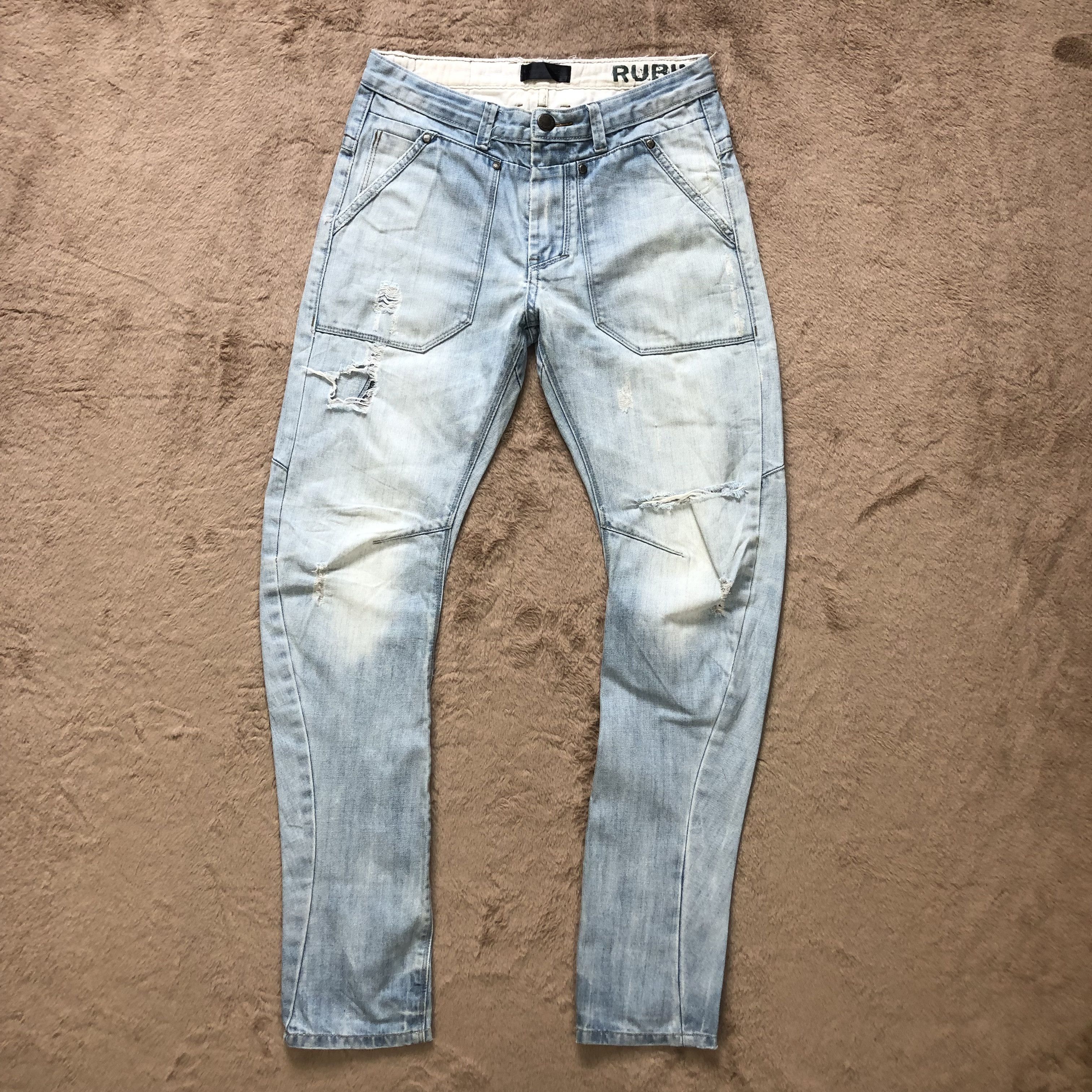 Japanese Brand TRASHED RUBON NO.925 SKINNY FIT LIGHT WASH DENIM #6790-88 Size US 29 - 1 Thumbnail