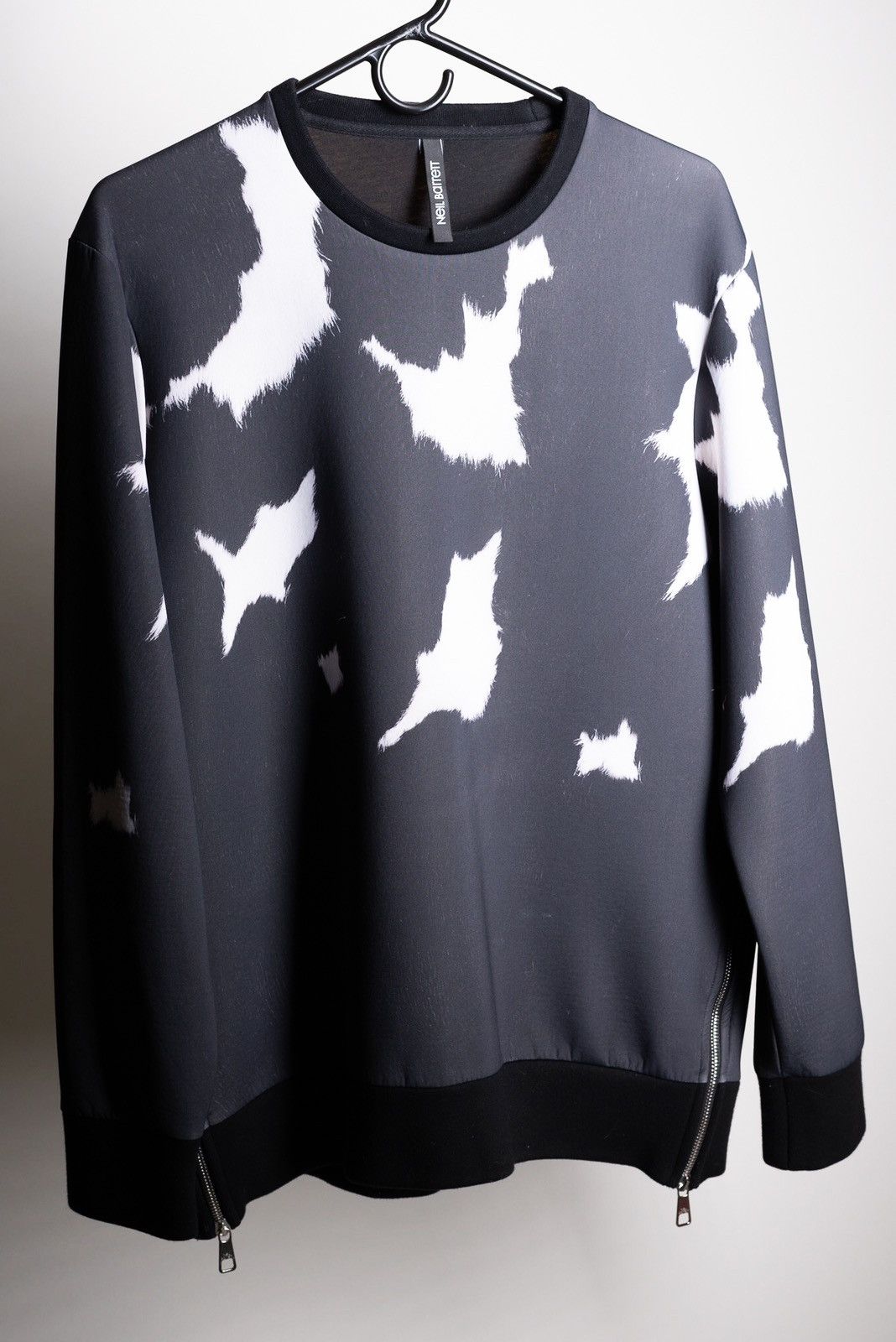 Neil Barrett Cow Print Side Zip Sweater