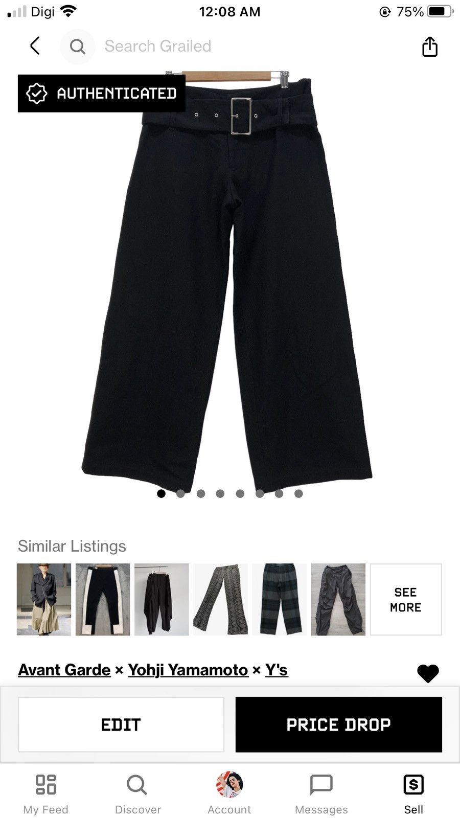 Yohji Yamamoto 2018 S/S Y's YOHJI YAMAMOTO BELTED TROUSERS / PANTS #6818-89 Size US 34 / EU 50 - 9 Thumbnail
