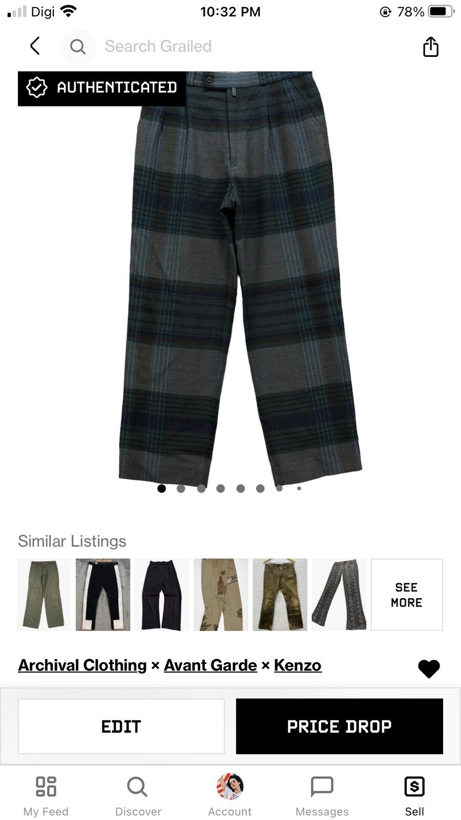 Kenzo ARCHIVES KENZO GOLF TARTAN WOOL TROUSERS #6816-89 Size US 32 / EU 48 - 14 Thumbnail
