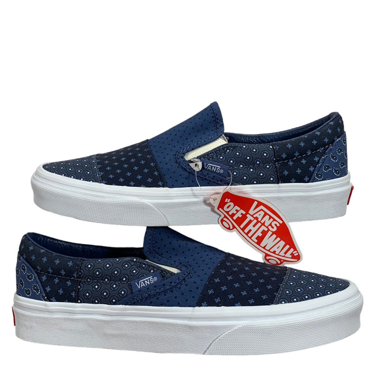 Vans Vans Classics Slip On Tie Print Blue Patchwork Sneakers Size US 6.5 / IT 36.5 - 1 Thumbnail