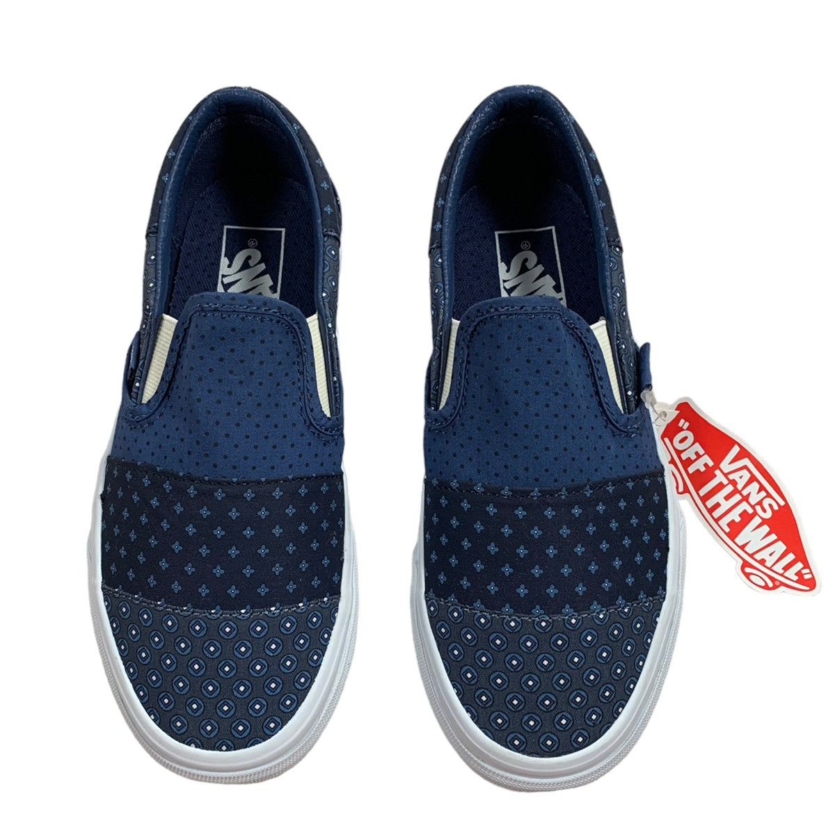 Vans Vans Classics Slip On Tie Print Blue Patchwork Sneakers Size US 6.5 / IT 36.5 - 3 Thumbnail