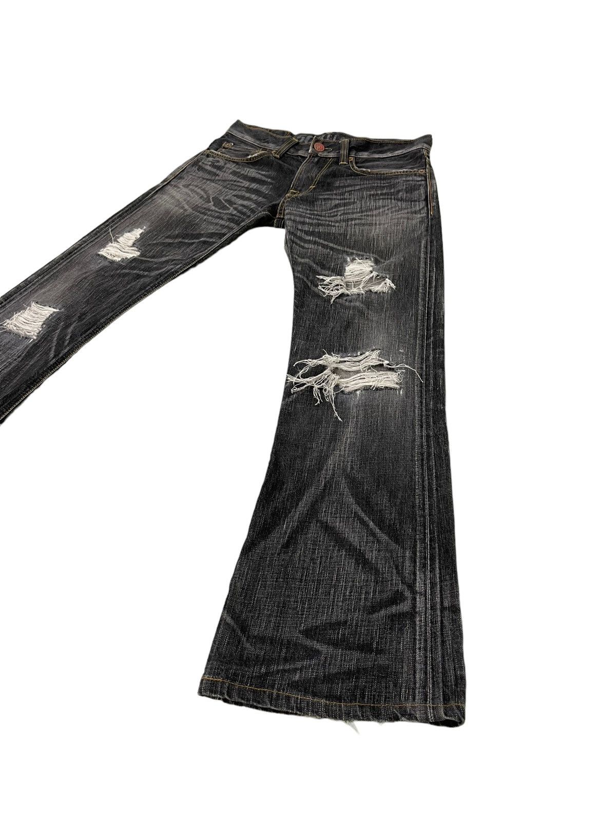 Edwin Flare Jeans Edwin Japan Distres Denim Low Rise Boot Cut 2🟦4 Size US 32 / EU 48 - 3 Thumbnail