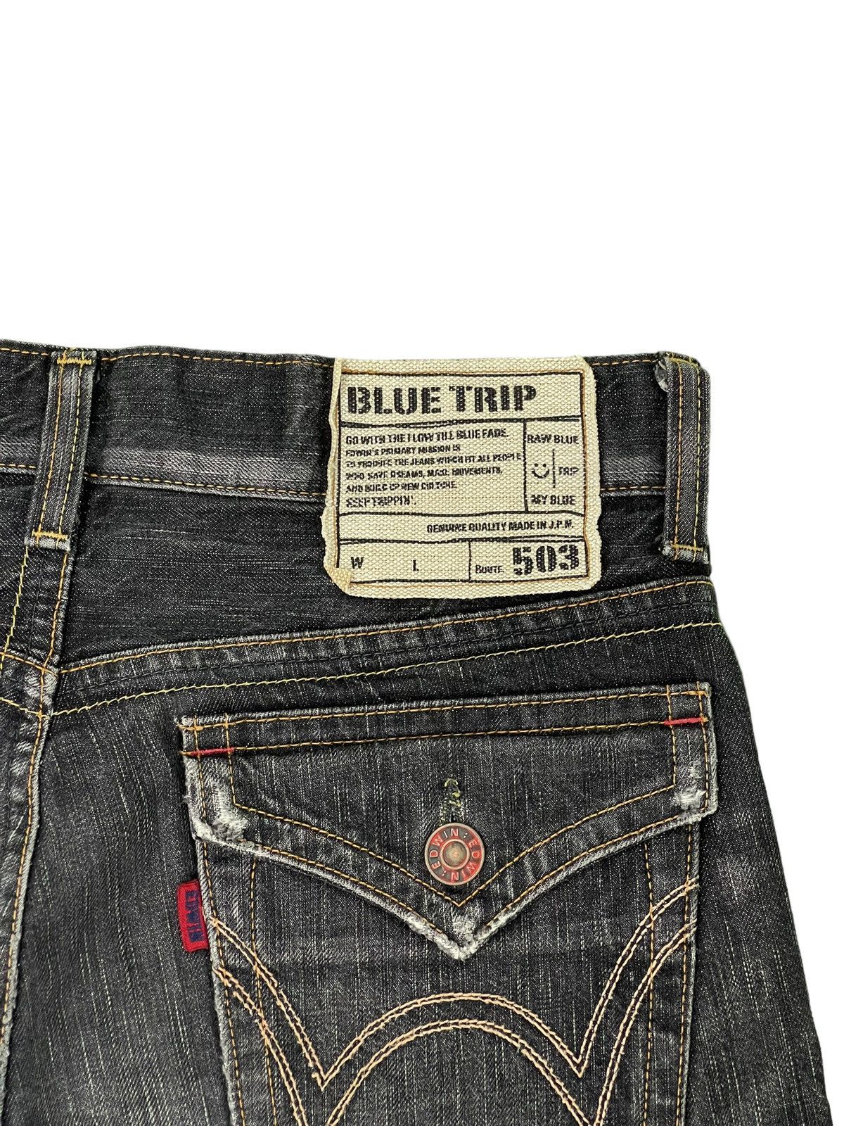 Edwin Flare Jeans Edwin Japan Distres Denim Low Rise Boot Cut 2🟦4 Size US 32 / EU 48 - 21 Thumbnail