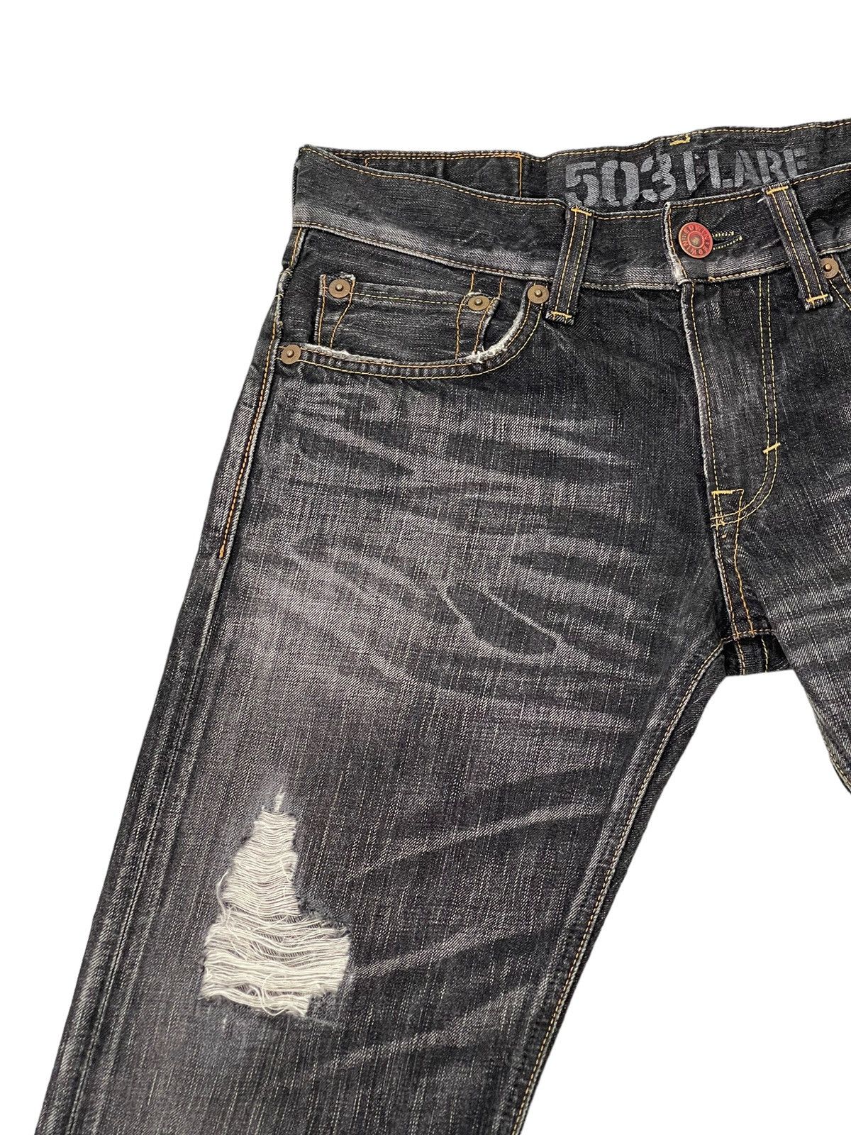 Edwin Flare Jeans Edwin Japan Distres Denim Low Rise Boot Cut 2🟦4 Size US 32 / EU 48 - 8 Thumbnail