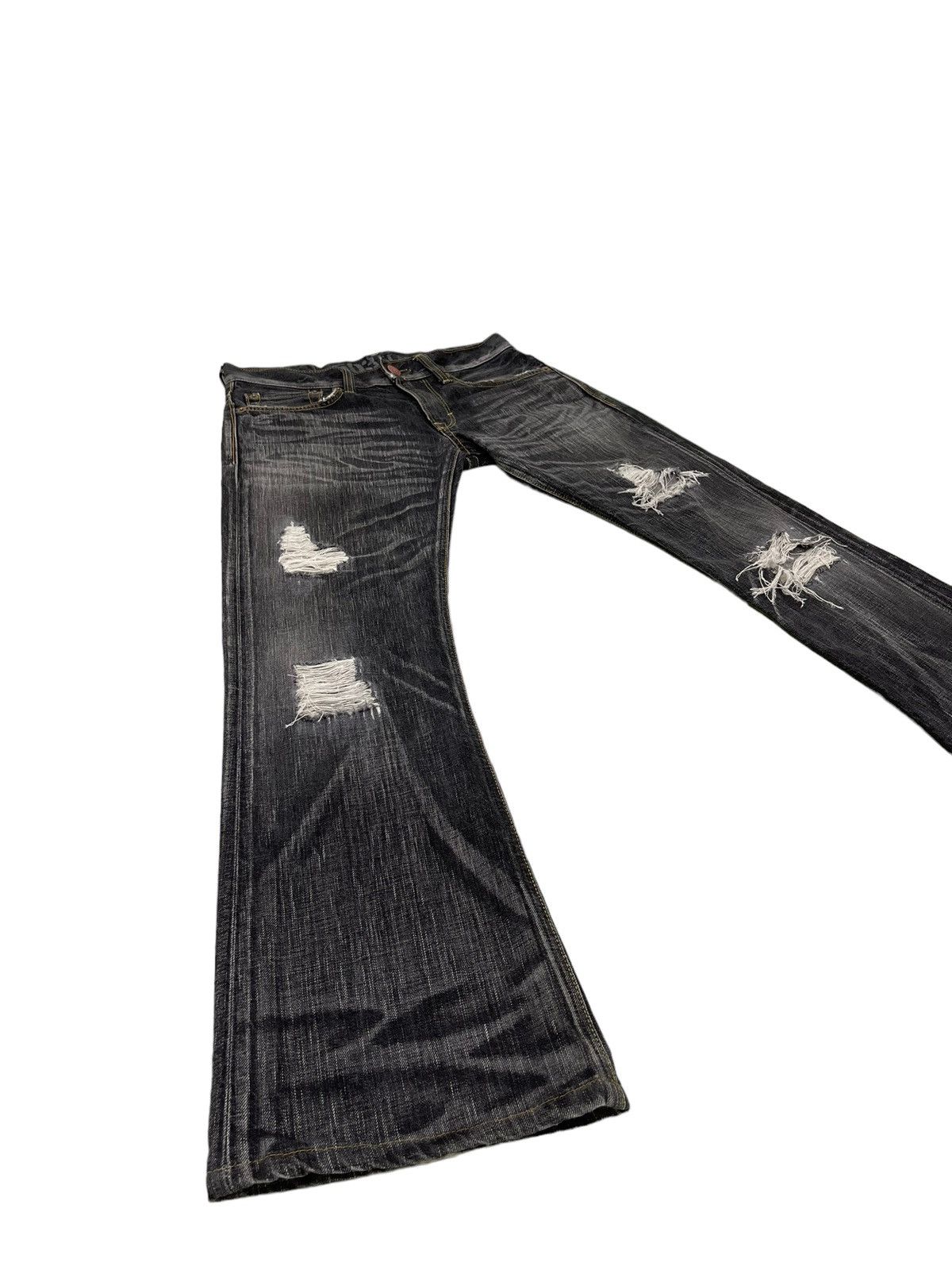 Edwin Flare Jeans Edwin Japan Distres Denim Low Rise Boot Cut 2🟦4 Size US 32 / EU 48 - 1 Thumbnail