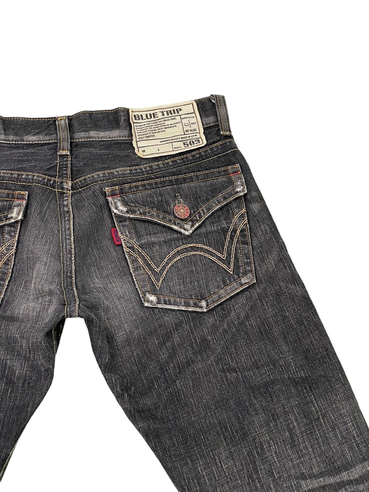 Edwin Flare Jeans Edwin Japan Distres Denim Low Rise Boot Cut 2🟦4 Size US 32 / EU 48 - 20 Thumbnail