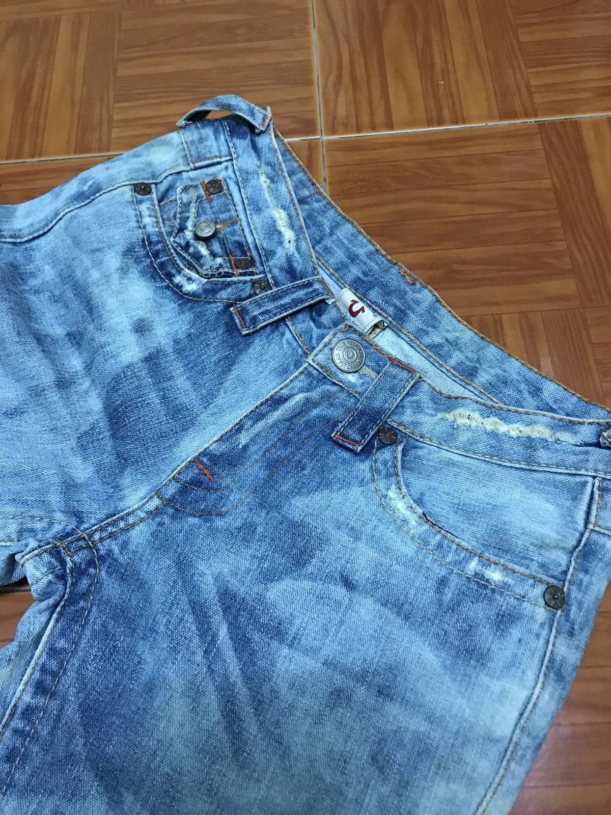 True Religion “Vintage Acid Wash Flared Jeans – Distressed Y2K Style” Size US 27 - 3 Thumbnail