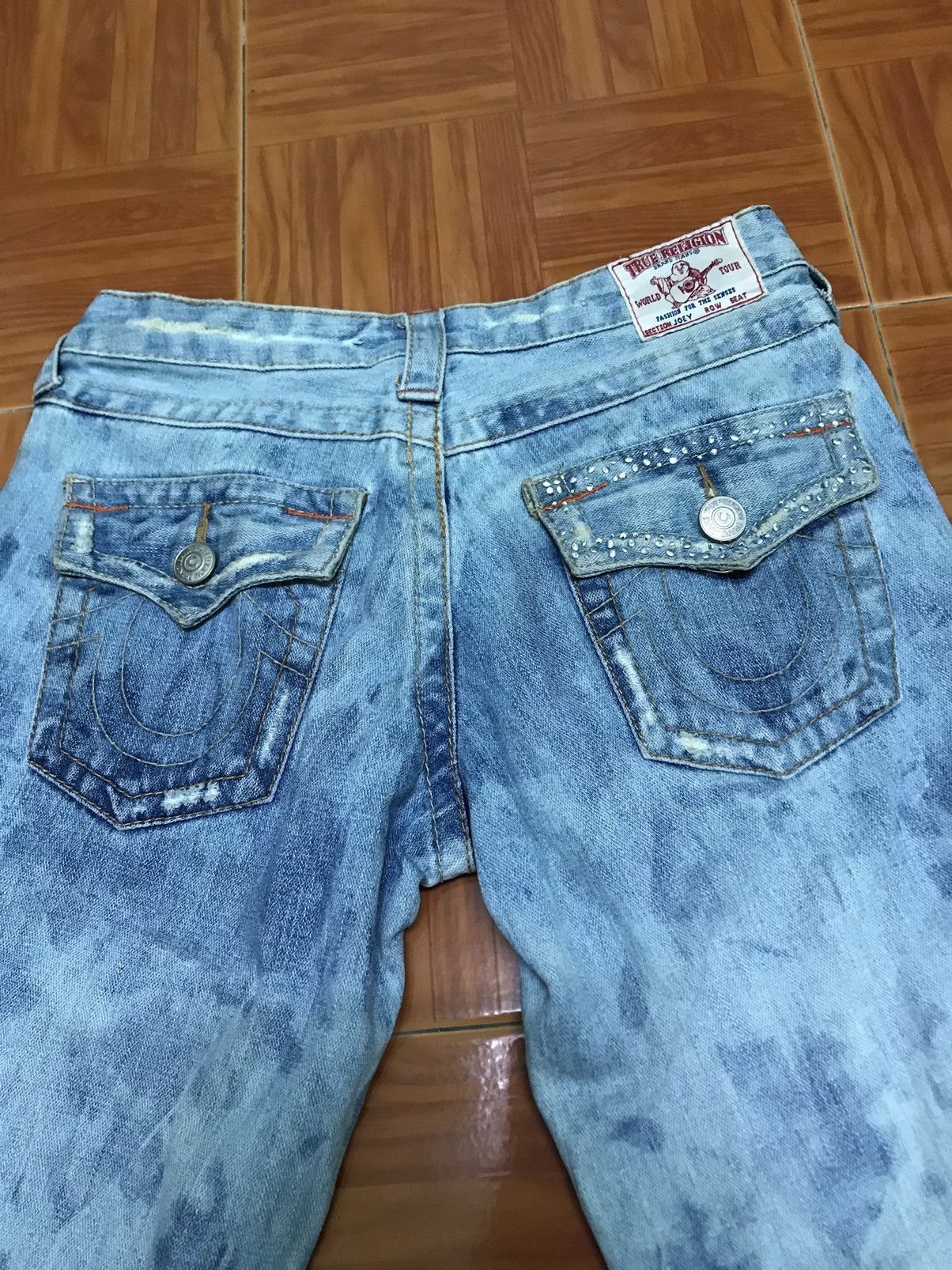 True Religion “Vintage Acid Wash Flared Jeans – Distressed Y2K Style” Size US 27 - 5 Thumbnail