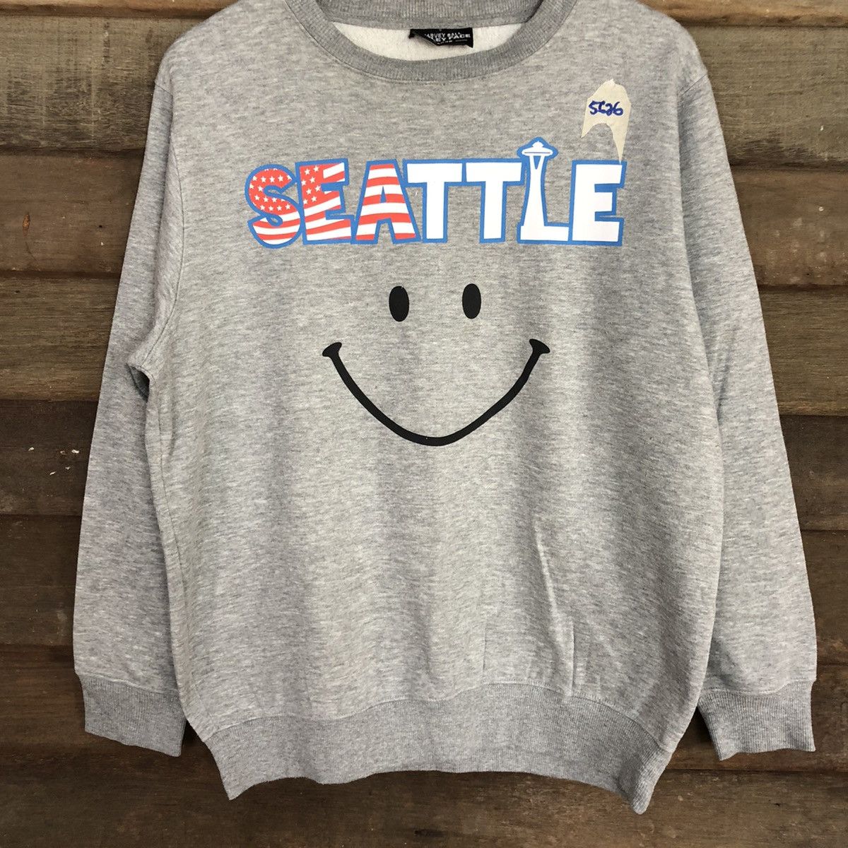 Japanese Brand Seatle smiley big face Grey Sweatshirt #5626 Size US L / EU 52-54 / 3 - 8 Thumbnail