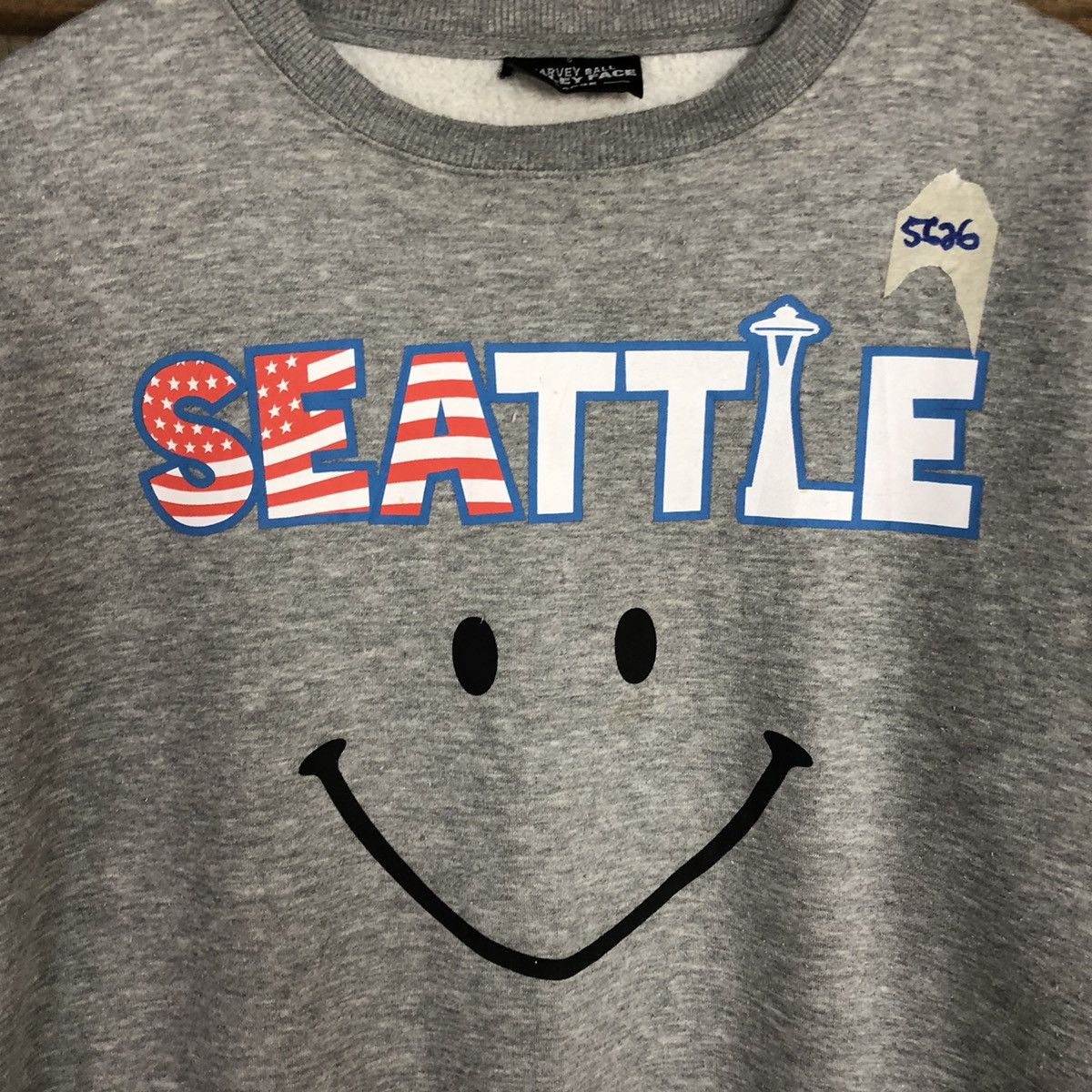 Japanese Brand Seatle smiley big face Grey Sweatshirt #5626 Size US L / EU 52-54 / 3 - 10 Thumbnail