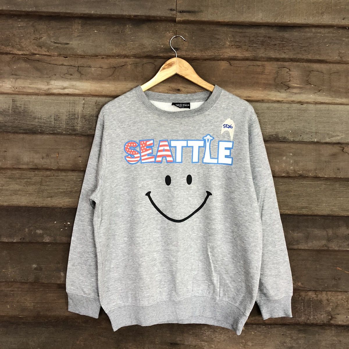 Japanese Brand Seatle smiley big face Grey Sweatshirt #5626 Size US L / EU 52-54 / 3 - 3 Thumbnail