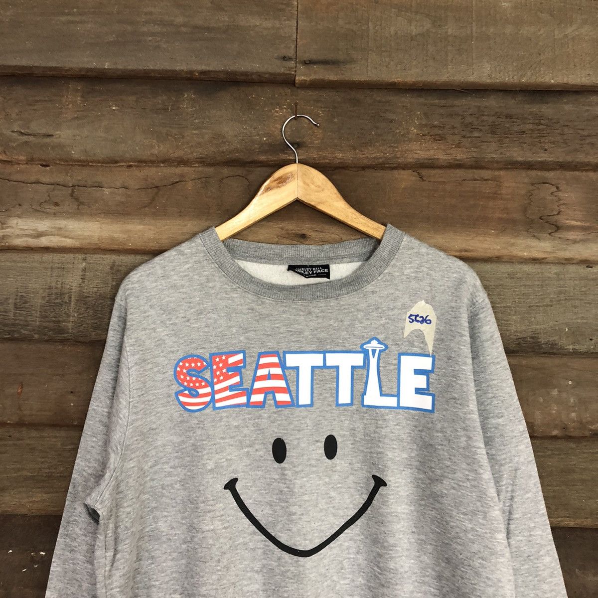 Japanese Brand Seatle smiley big face Grey Sweatshirt #5626 Size US L / EU 52-54 / 3 - 2 Thumbnail