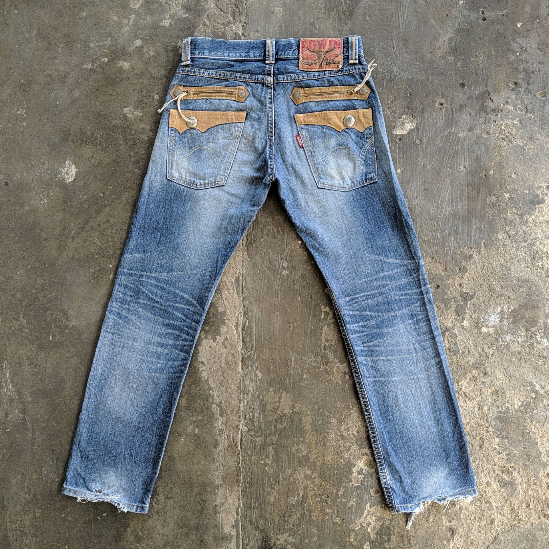 Edwin × Jean × Vintage Vintage Edwin Distressed Faded Denim Jeans Pants Size US 33 - 1 Thumbnail