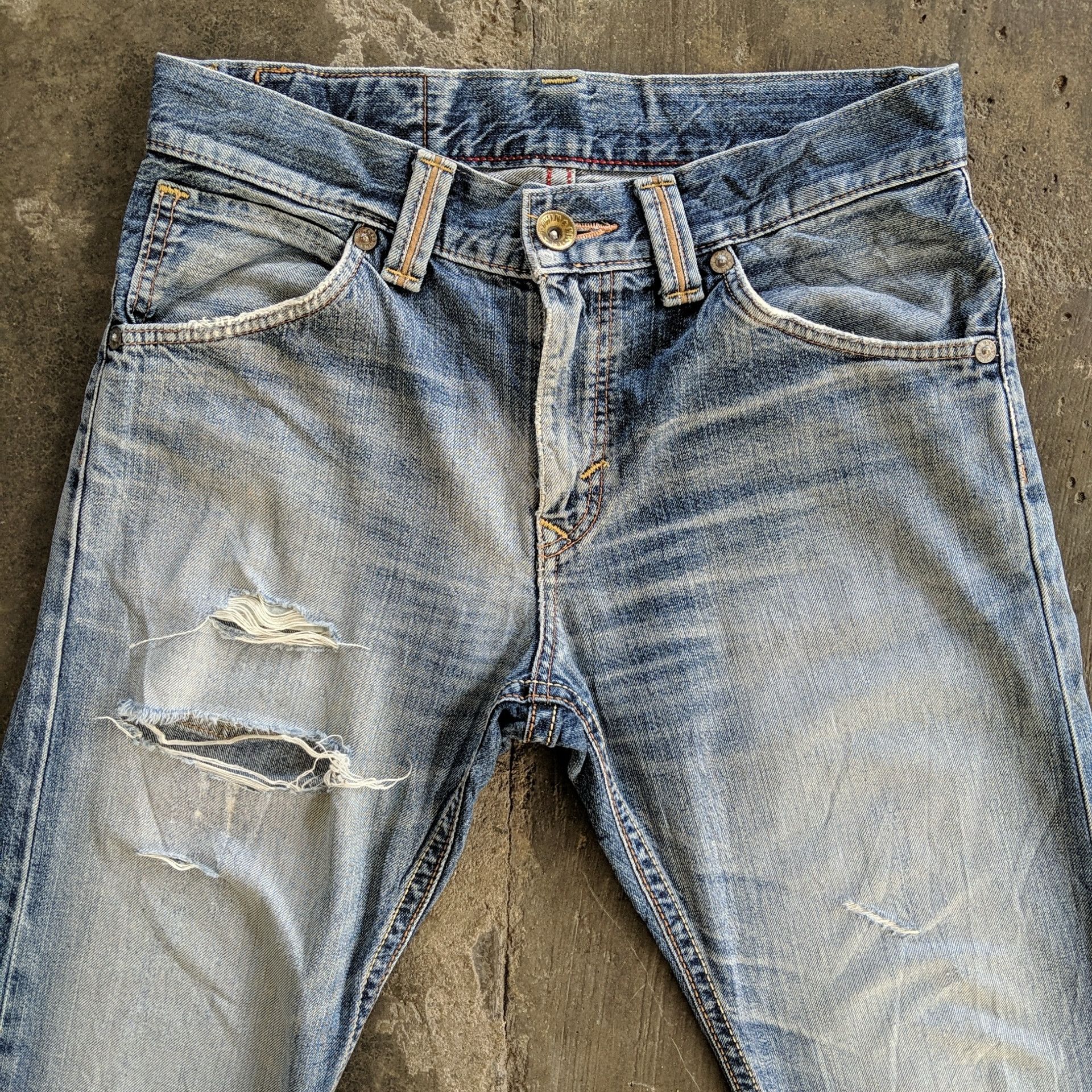Edwin × Jean × Vintage Vintage Edwin Distressed Faded Denim Jeans Pants Size US 33 - 2 Thumbnail