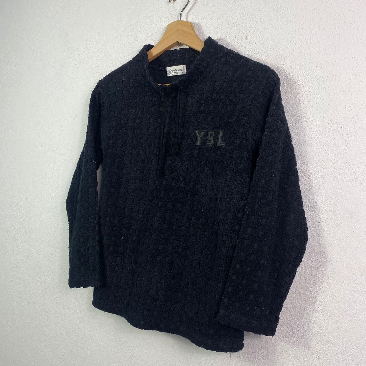 Vintage × Yves Saint Laurent Vintage YSL Yves Saint Laurent Fleece Mesh Crop Top Sweater Size XS / US 0-2 / IT 36-38 - 2 Thumbnail