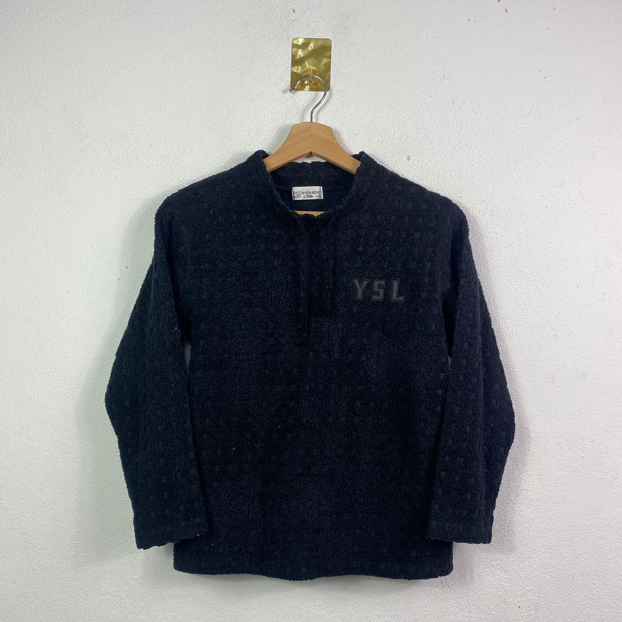 Vintage × Yves Saint Laurent Vintage YSL Yves Saint Laurent Fleece Mesh Crop Top Sweater Size XS / US 0-2 / IT 36-38 - 1 Thumbnail