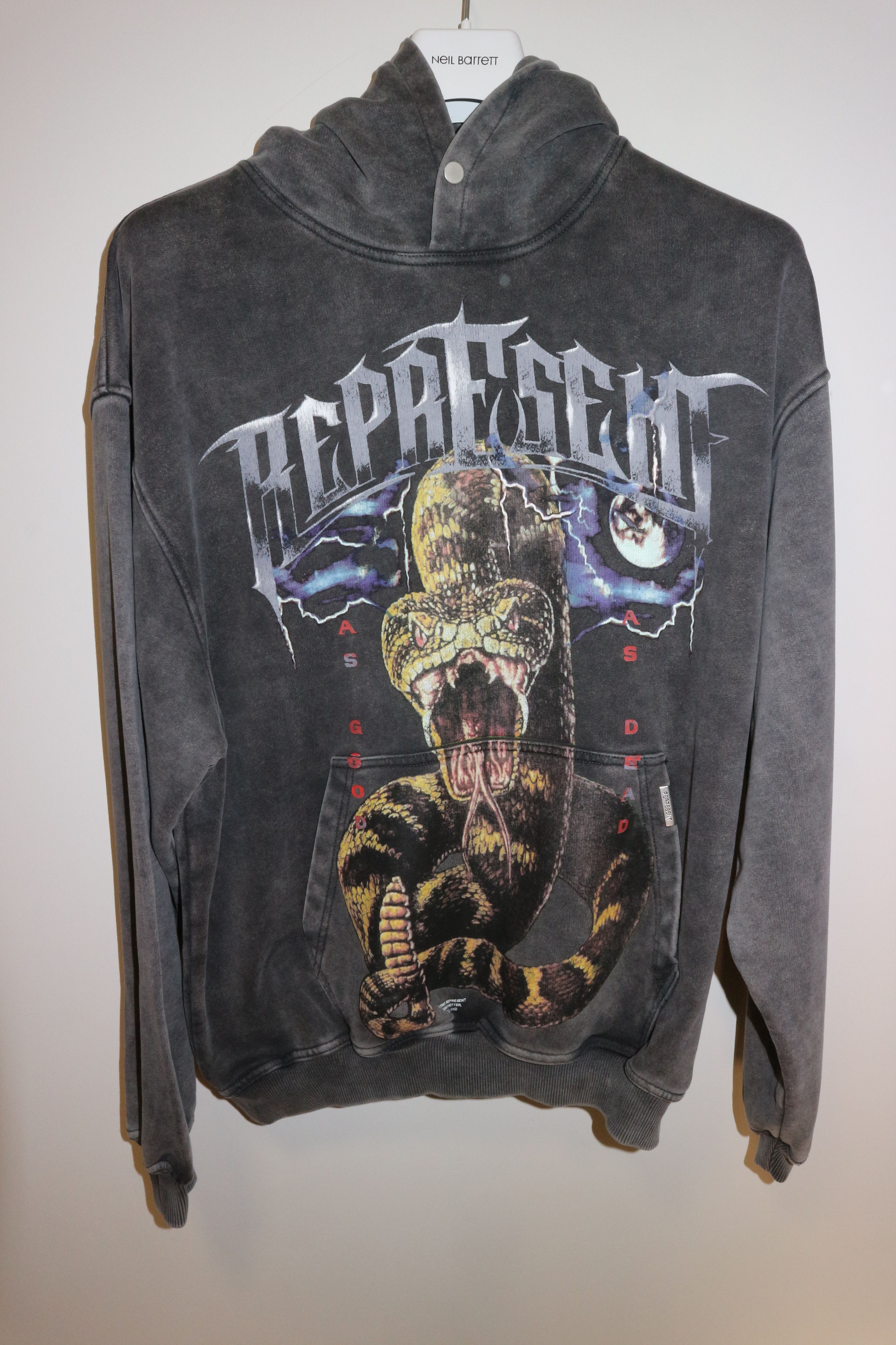 image of Represent Clo As Good As Dead Print Hoodie in Vintage Black, Men's (Size Medium)